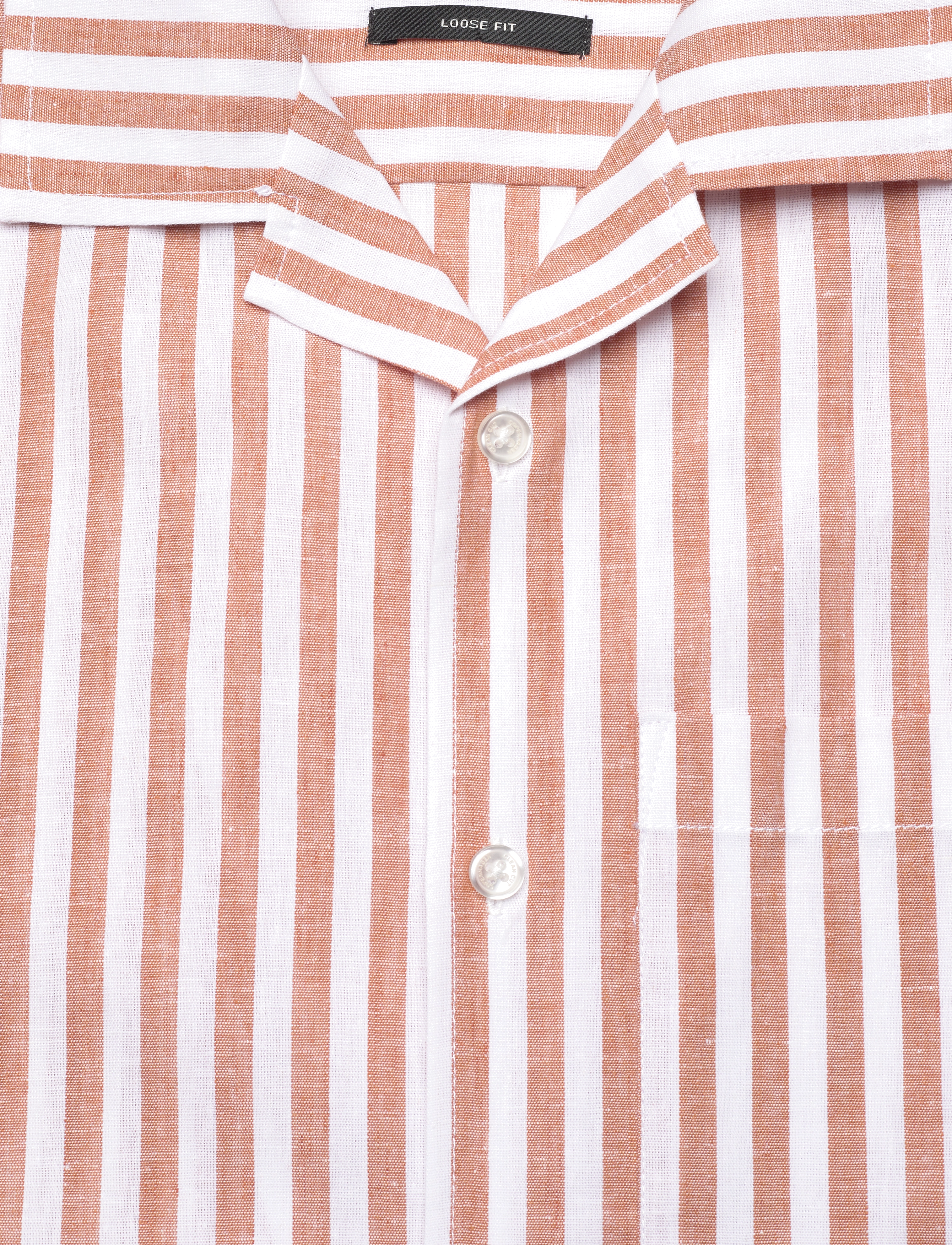 Clean Cut Copenhagen - Giles Bowling Striped Shirt S/S - hørskjorter - orange/ecru - 4