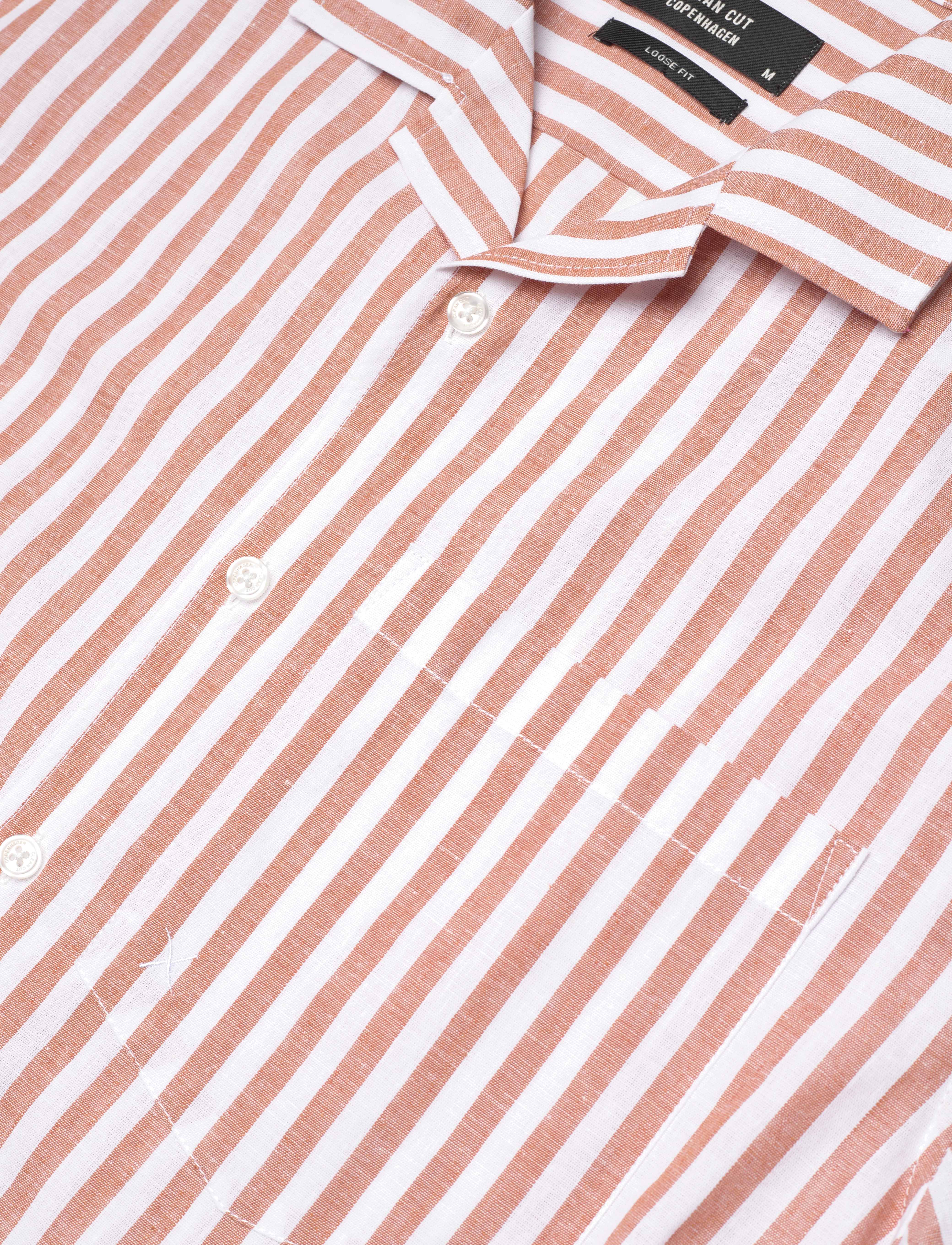 Clean Cut Copenhagen - Giles Bowling Striped Shirt S/S - hørskjorter - orange/ecru - 3