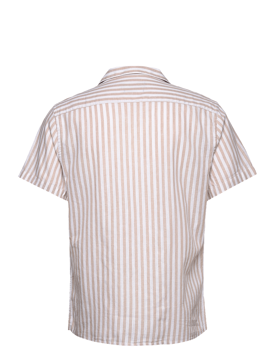 Clean Cut Copenhagen - Giles Bowling Striped Shirt S/S - leinenhemden - sand melange / ecru - 2