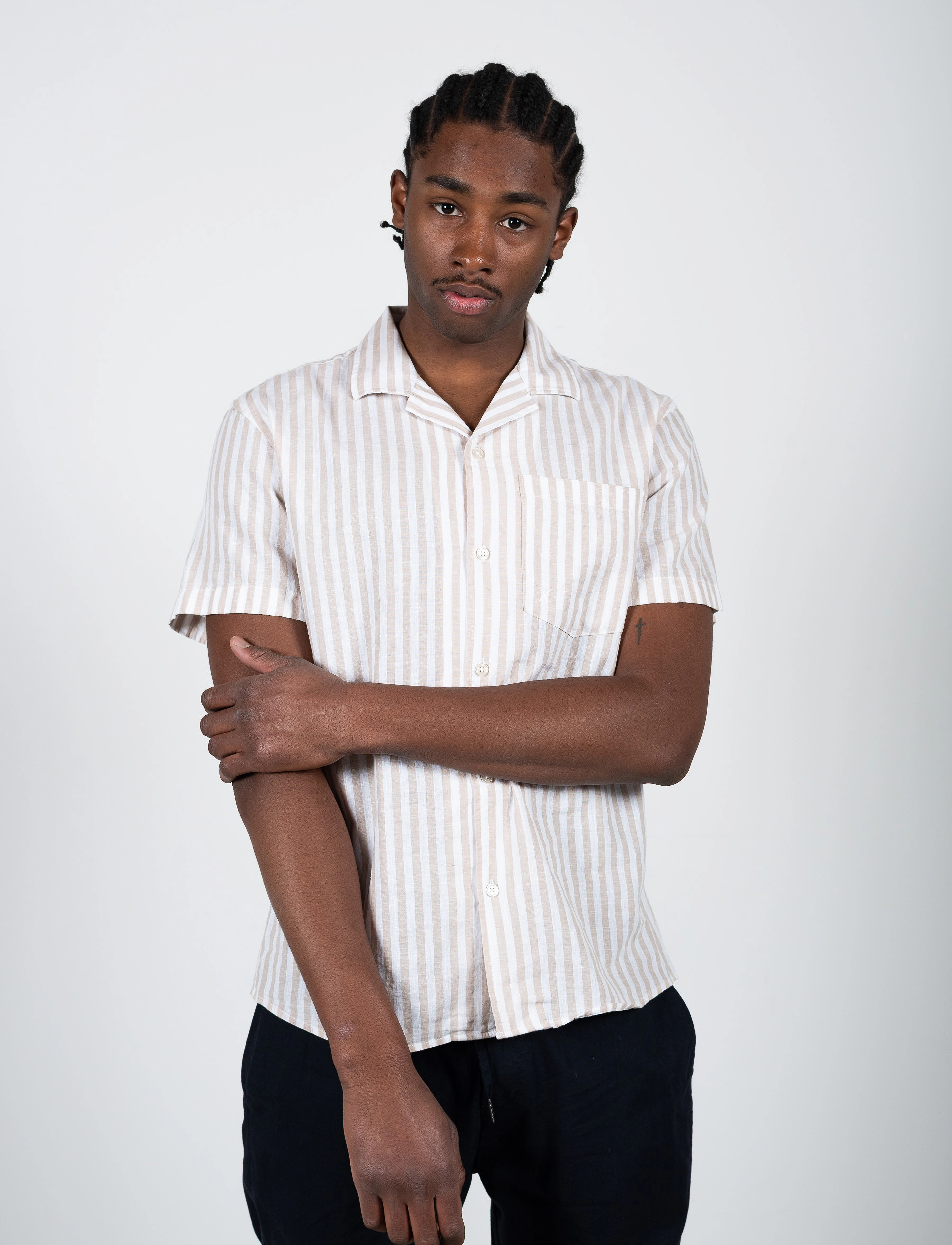 Clean Cut Copenhagen Giles Bowling Striped Shirt S/S, XL, Shirts, Rosa - Short-sleeved, Männerswear