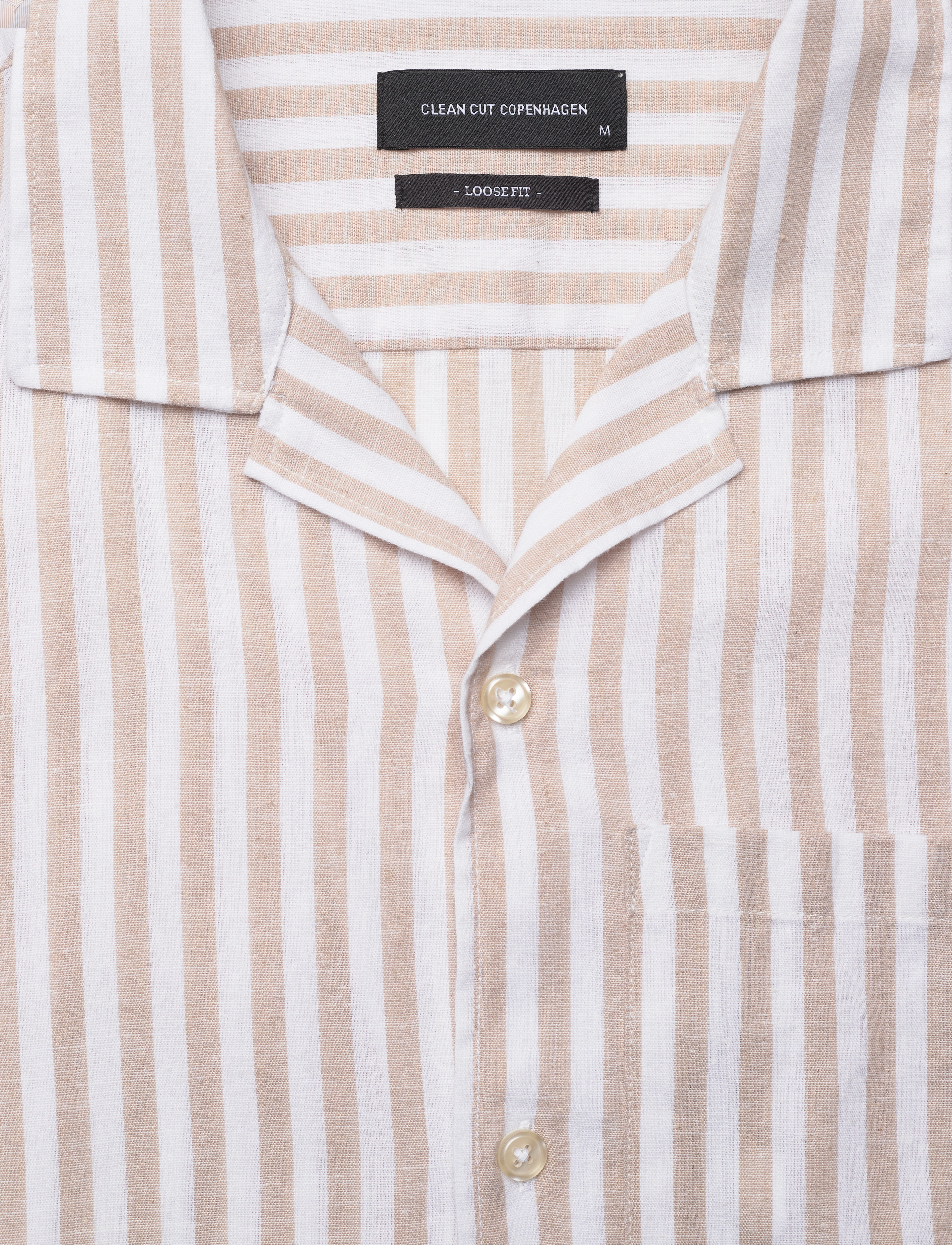 Clean Cut Copenhagen - Giles Bowling Striped Shirt S/S - hørskjorter - sand melange / ecru - 3