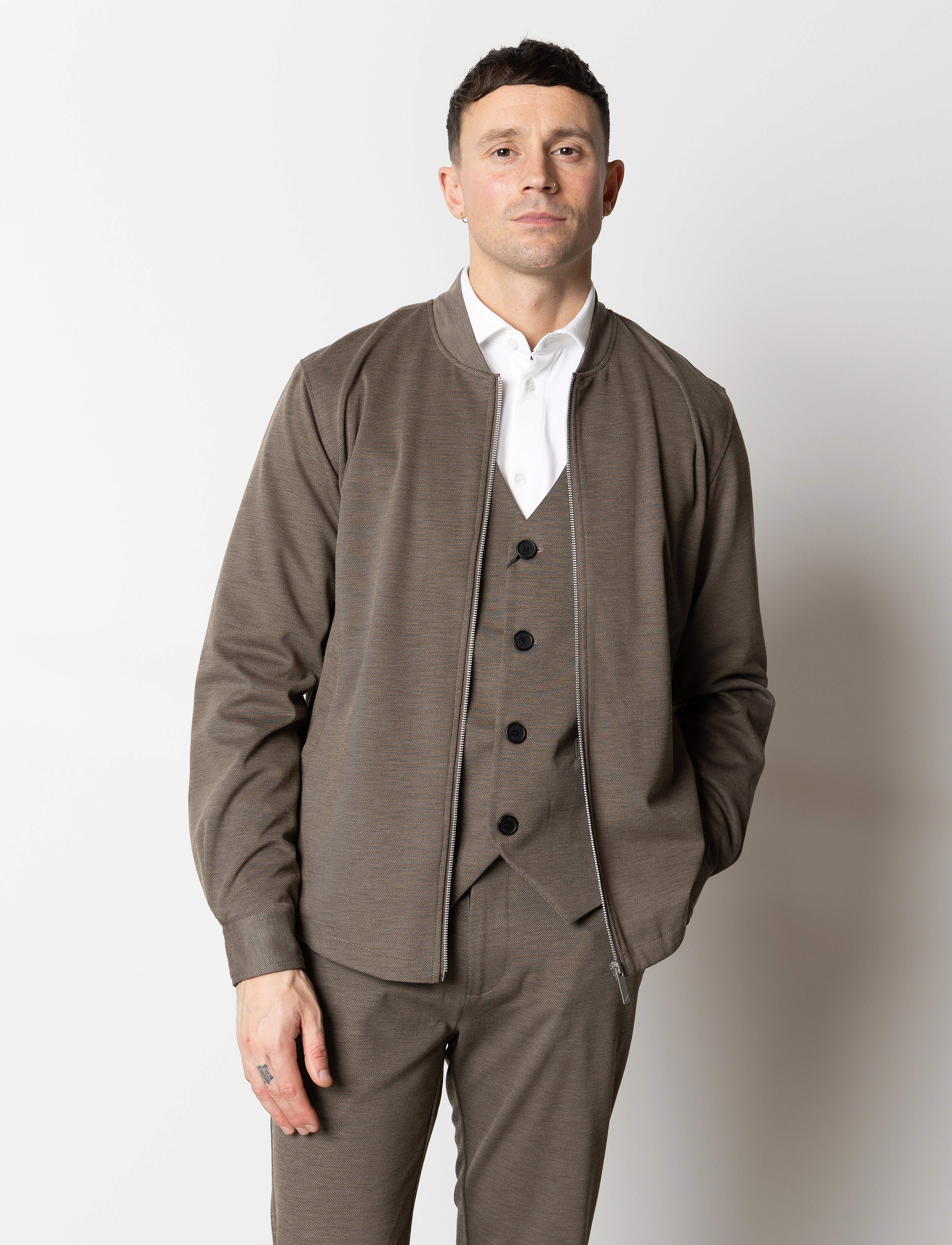 Clean Cut Copenhagen Brendon jersey jacket - Winter deals - DARK KHAKI / brown