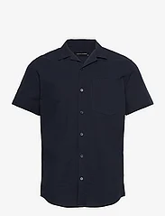 Clean Cut Copenhagen - Bowling Julius Seersucker Shirts SS - basic skjortor - navy - 0