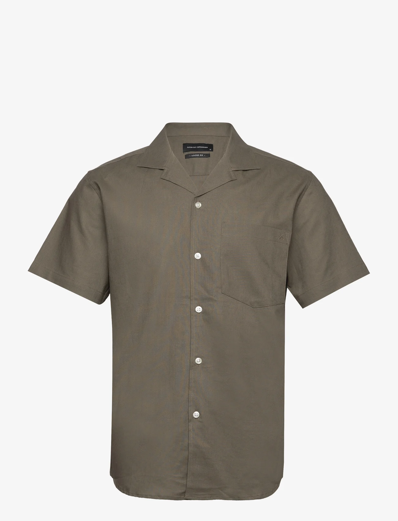 Clean Cut Copenhagen - Bowling Cotton Linen Shirt S/S - basic skjortor - dusty green - 0