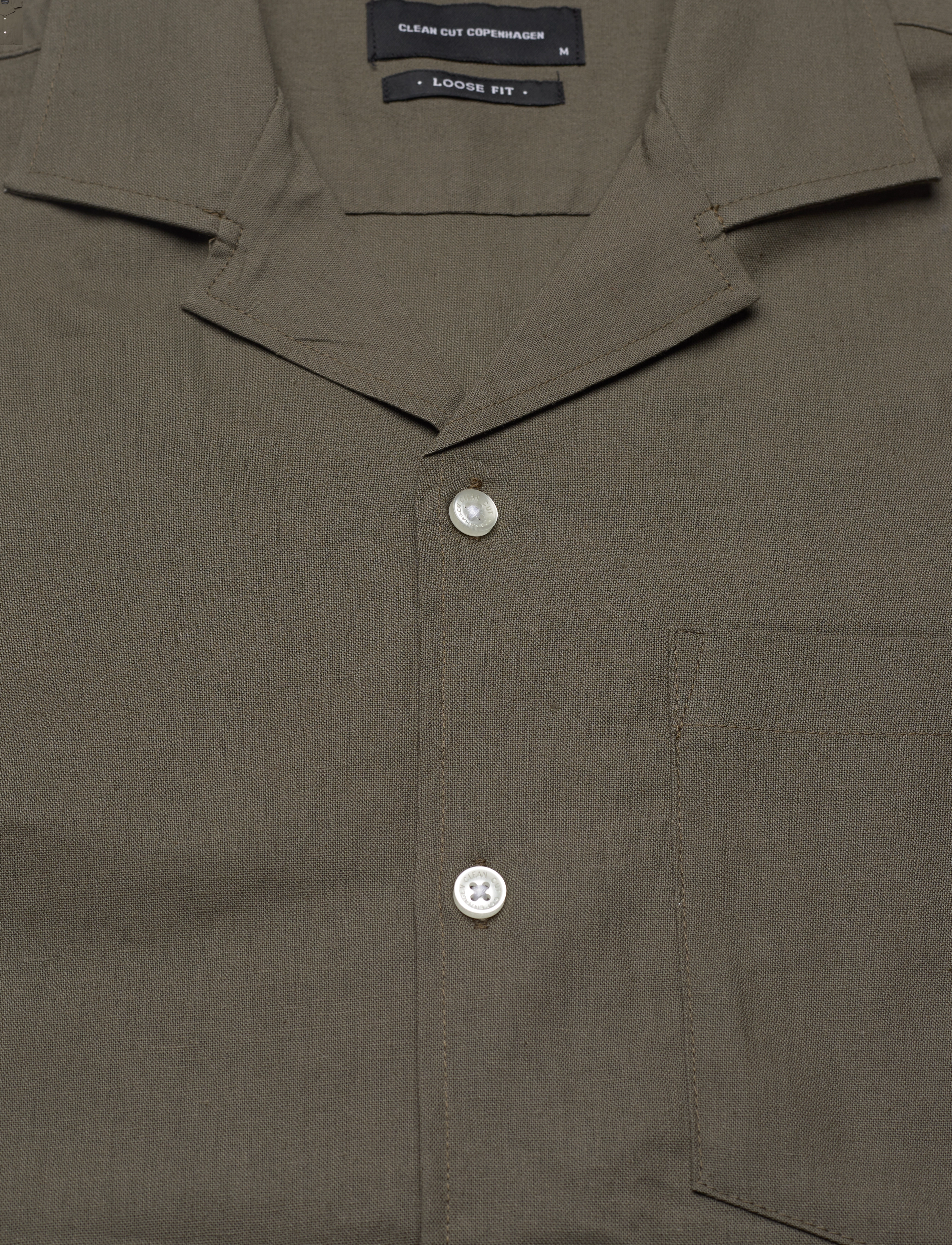 Clean Cut Copenhagen - Bowling Cotton Linen Shirt S/S - hørskjorter - dusty green - 3