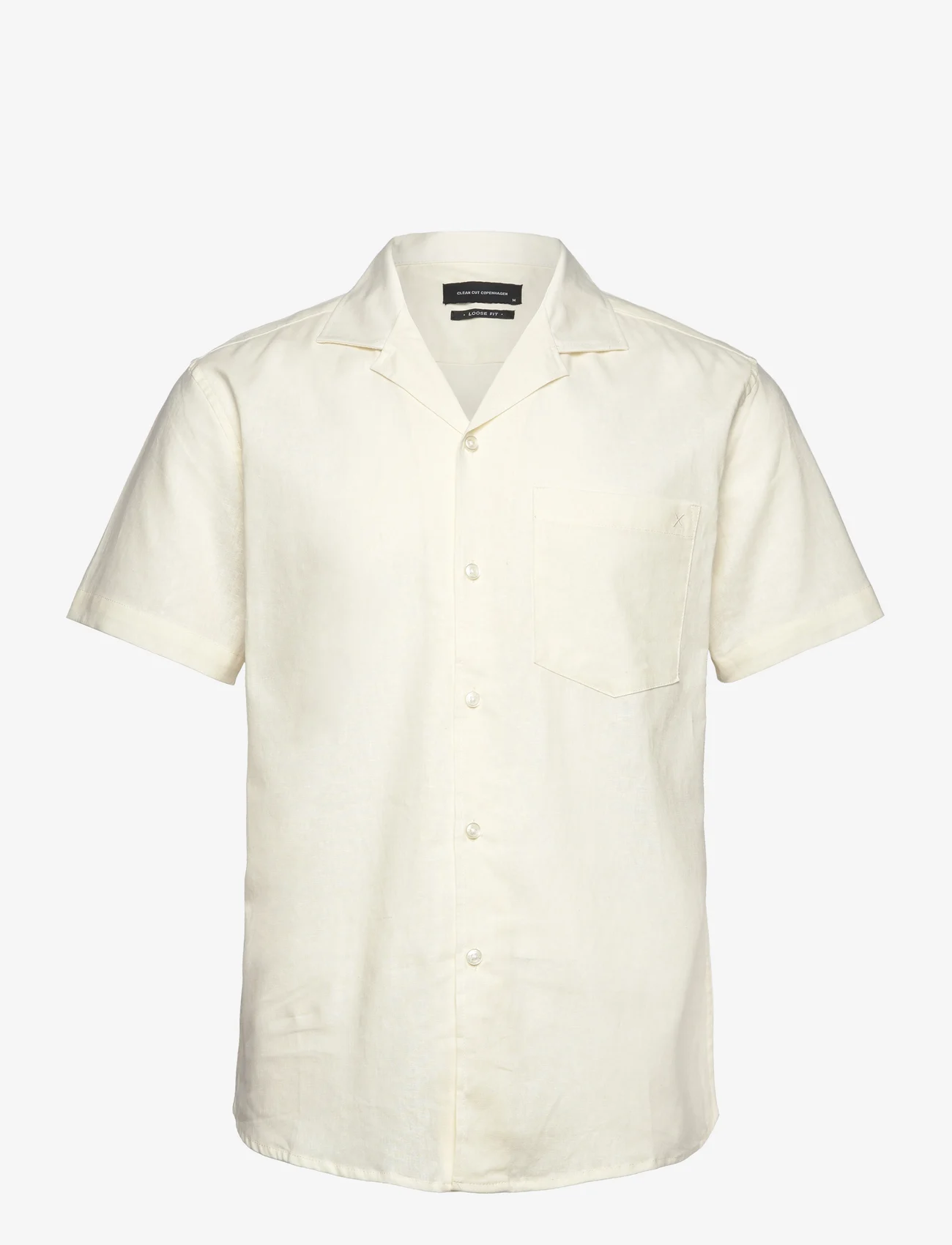 Clean Cut Copenhagen - Bowling Cotton Linen Shirt S/S - basic skjortor - ecru - 0