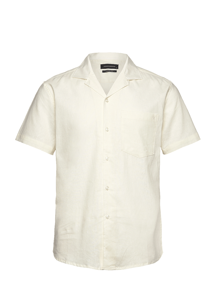 Clean Cut Copenhagen - Bowling Cotton Linen Shirt S/S - leinenhemden - ecru - 1