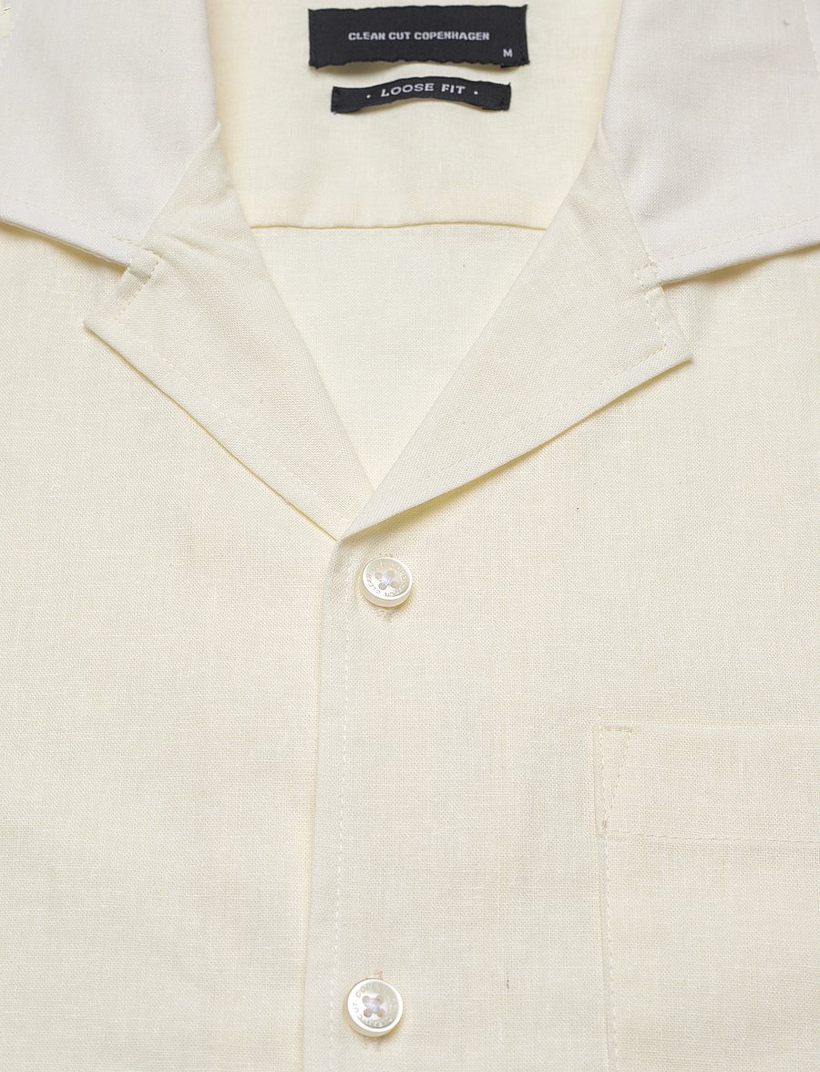 Clean Cut Copenhagen - Bowling Cotton Linen Shirt S/S - leinenhemden - ecru - 3