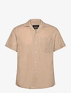 Bowling Cotton Linen Shirt S/S - KHAKI