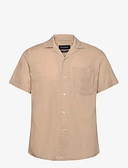 Clean Cut Copenhagen - Bowling Cotton Linen Shirt S/S - basic shirts - khaki - 0