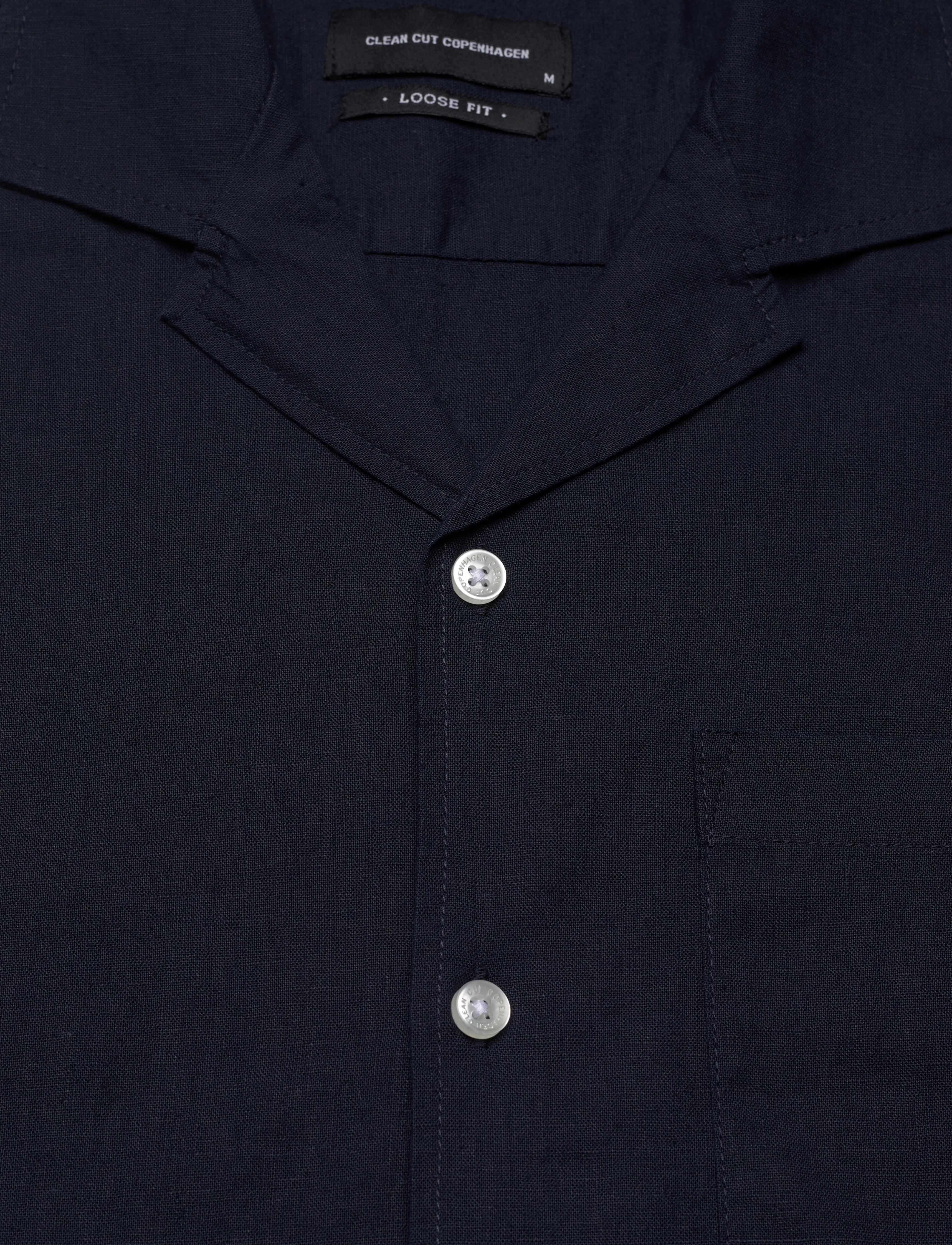 Clean Cut Copenhagen - Bowling Cotton Linen Shirt S/S - navy - 3