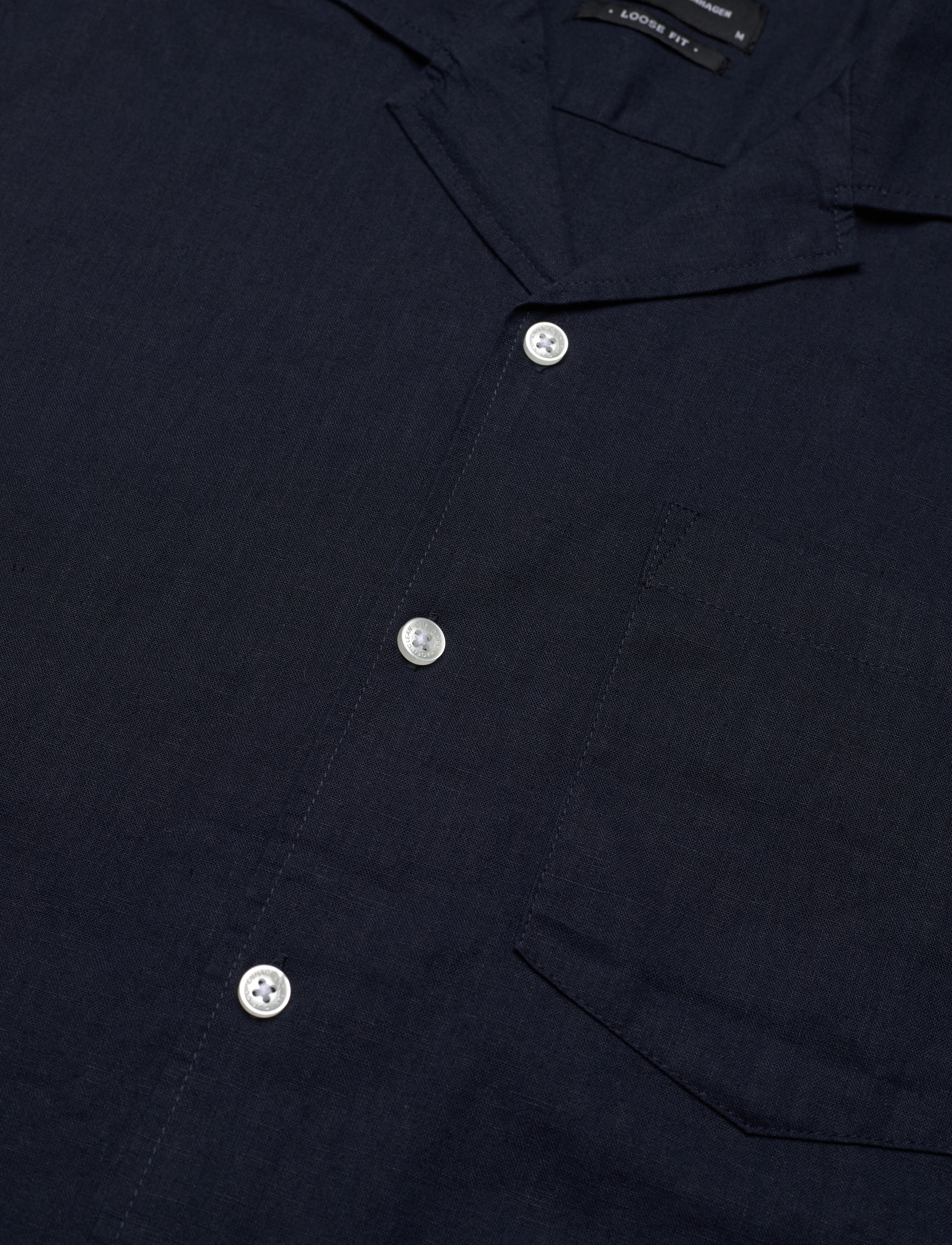 Clean Cut Copenhagen - Bowling Cotton Linen Shirt S/S - navy - 4