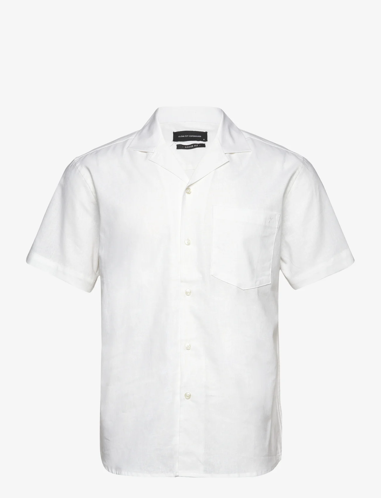 Clean Cut Copenhagen - Bowling Cotton Linen Shirt S/S - basic skjortor - white - 0