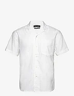 Bowling Cotton Linen Shirt S/S - WHITE
