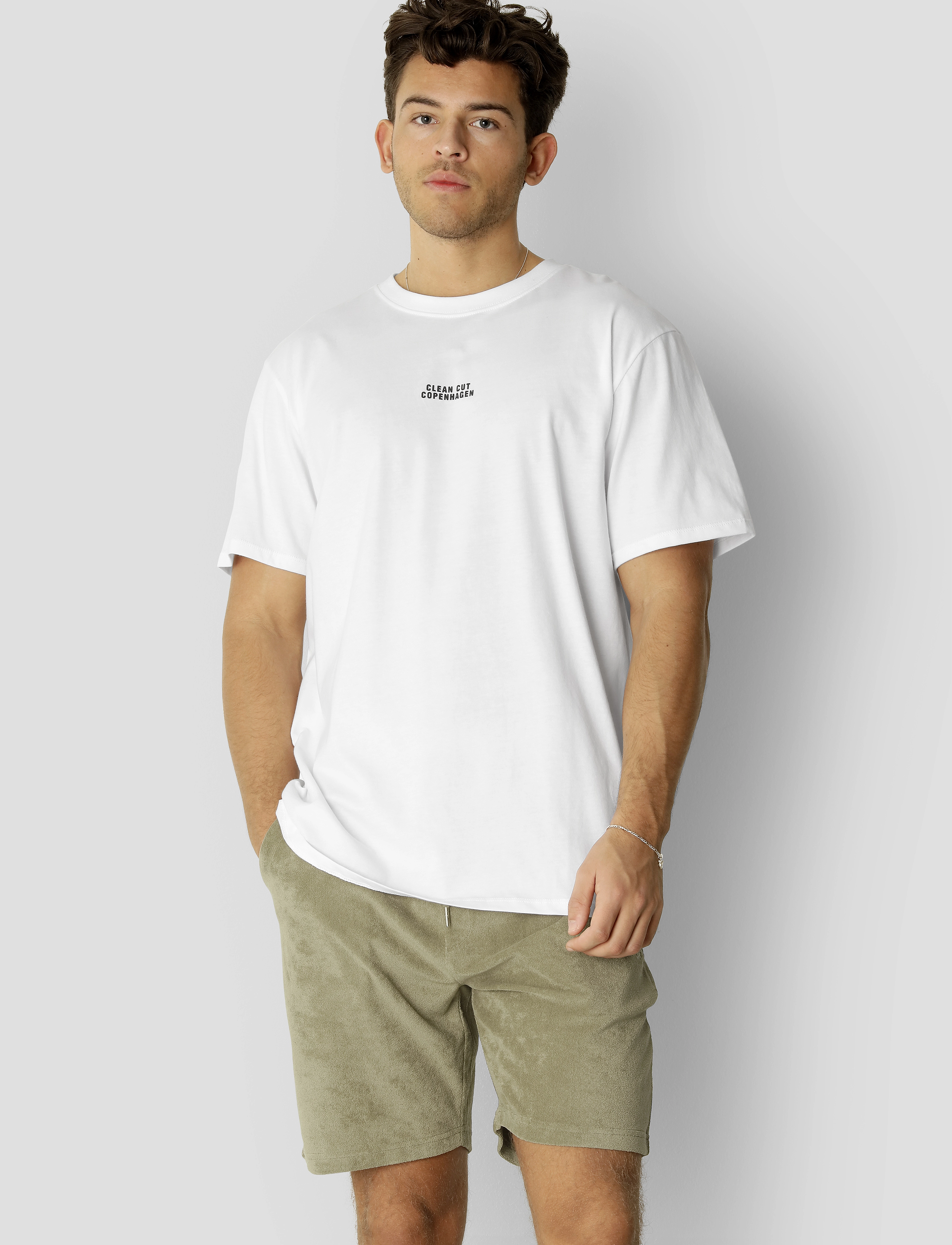 Clean Cut Copenhagen Cohen Brushed Tee SS - Bolir - WHITE / white