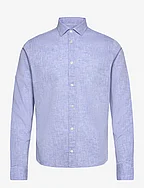 Jamie Cotton Linen Shirt LS - BLUE MELANGÉ