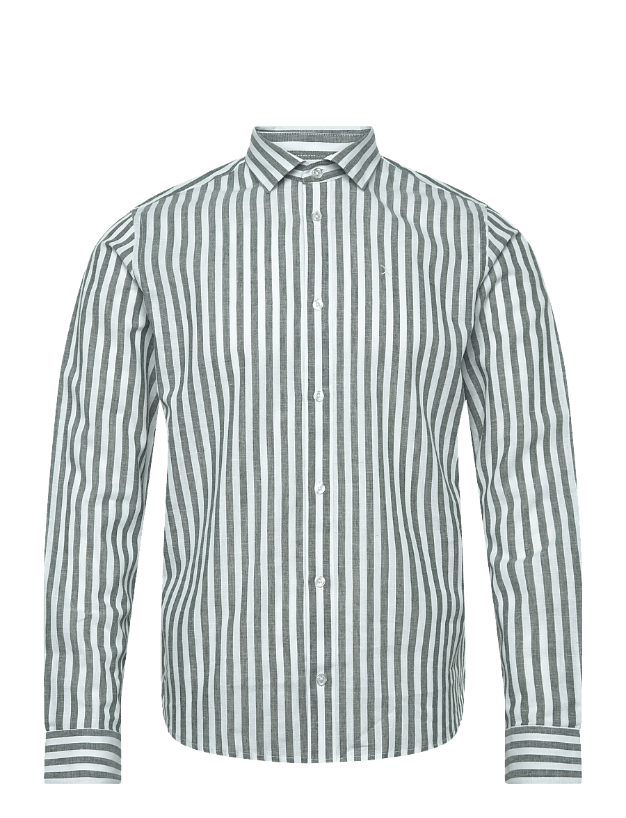 Clean Cut Copenhagen - Jamie cotton/Linen striped shirt - chemises à rayures - dark green/ecru - 0
