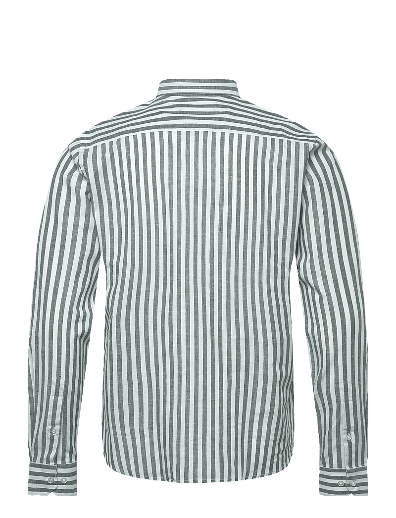 Clean Cut Copenhagen - Jamie cotton/Linen striped shirt - triibulised särgid - dark green/ecru - 1