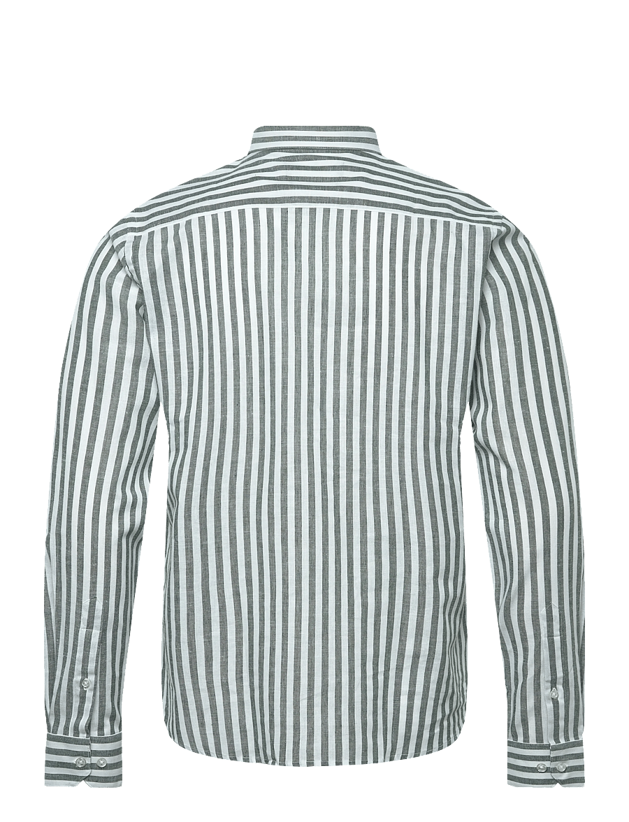 Clean Cut Copenhagen - Jamie cotton/Linen striped shirt - chemises à rayures - dark green/ecru - 1