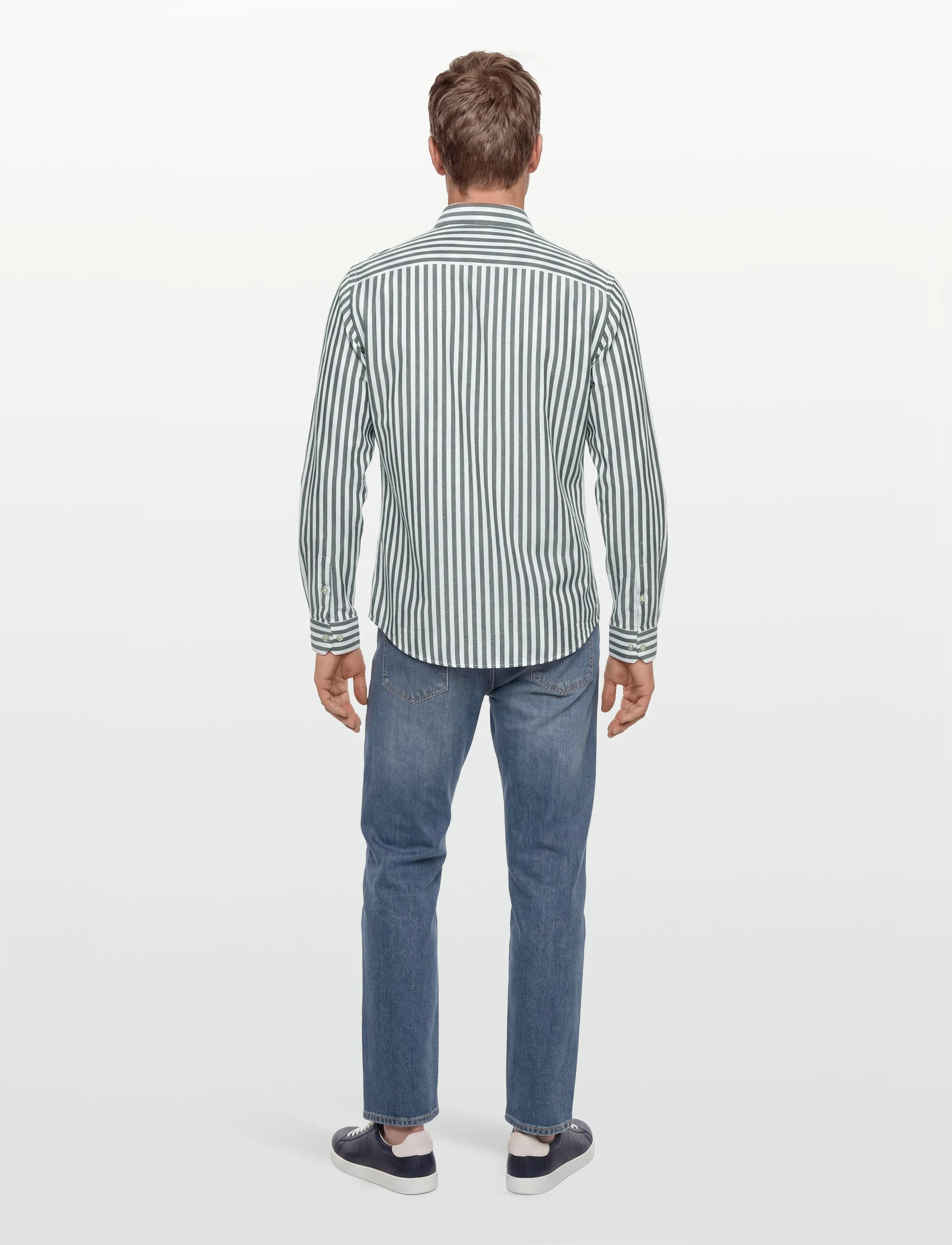 Clean Cut Copenhagen - Jamie cotton/Linen striped shirt - leinenhemden - dark green/ecru - 4
