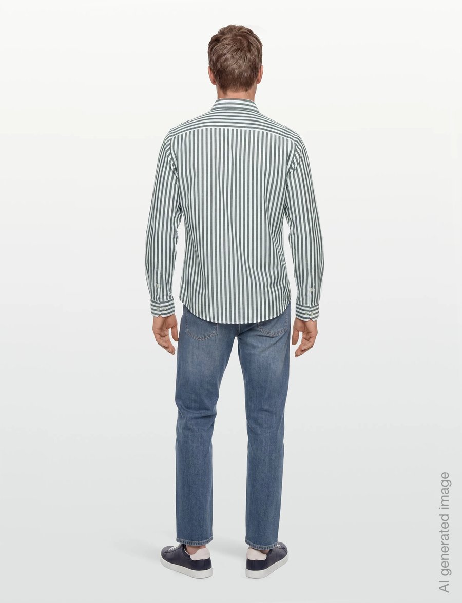 Clean Cut Copenhagen - Jamie cotton/Linen striped shirt - gestreifte hemden - dark green/ecru - 4