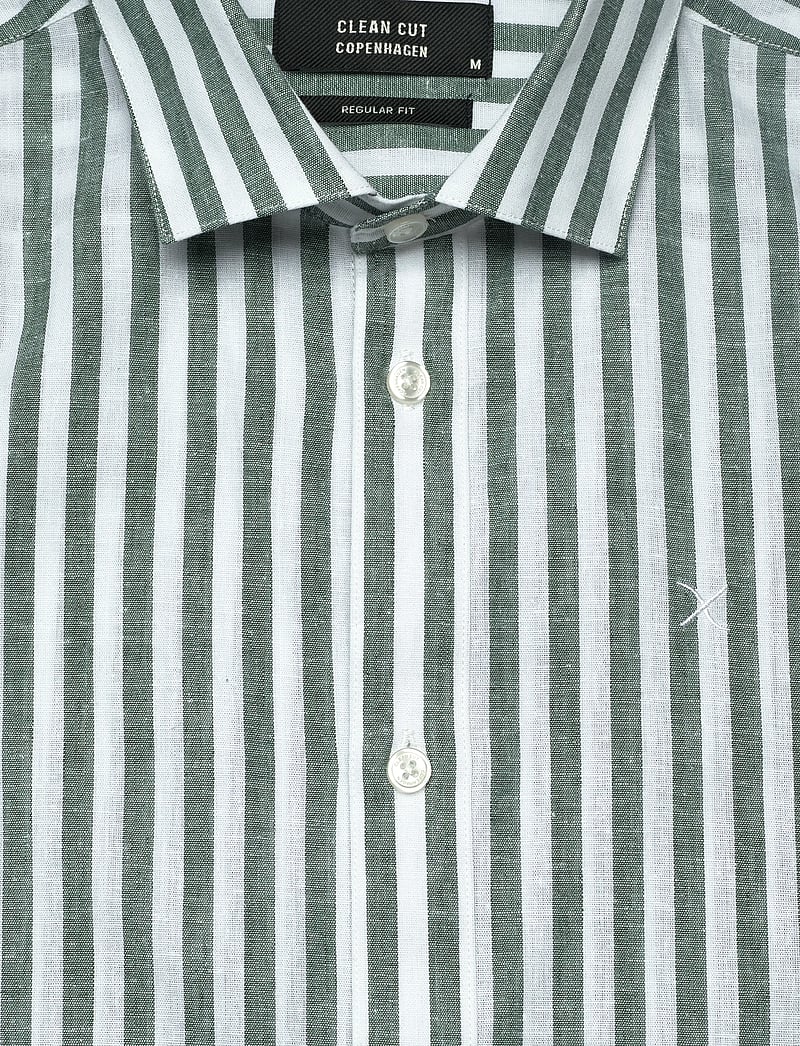 Clean Cut Copenhagen - Jamie cotton/Linen striped shirt - triibulised särgid - dark green/ecru - 2
