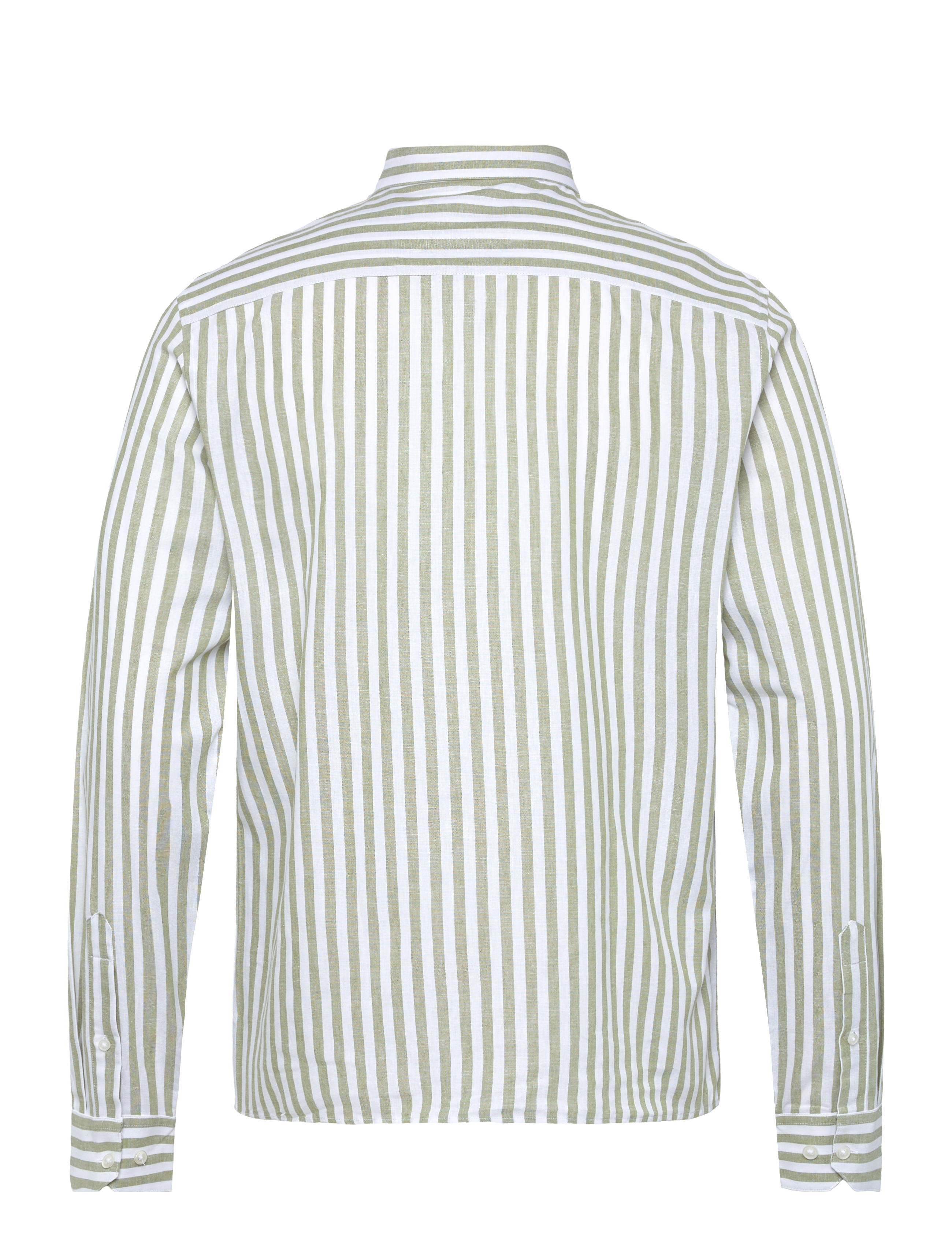 Clean Cut Copenhagen - Jamie cotton/Linen striped shirt - hørskjorter - green/ecru - 2