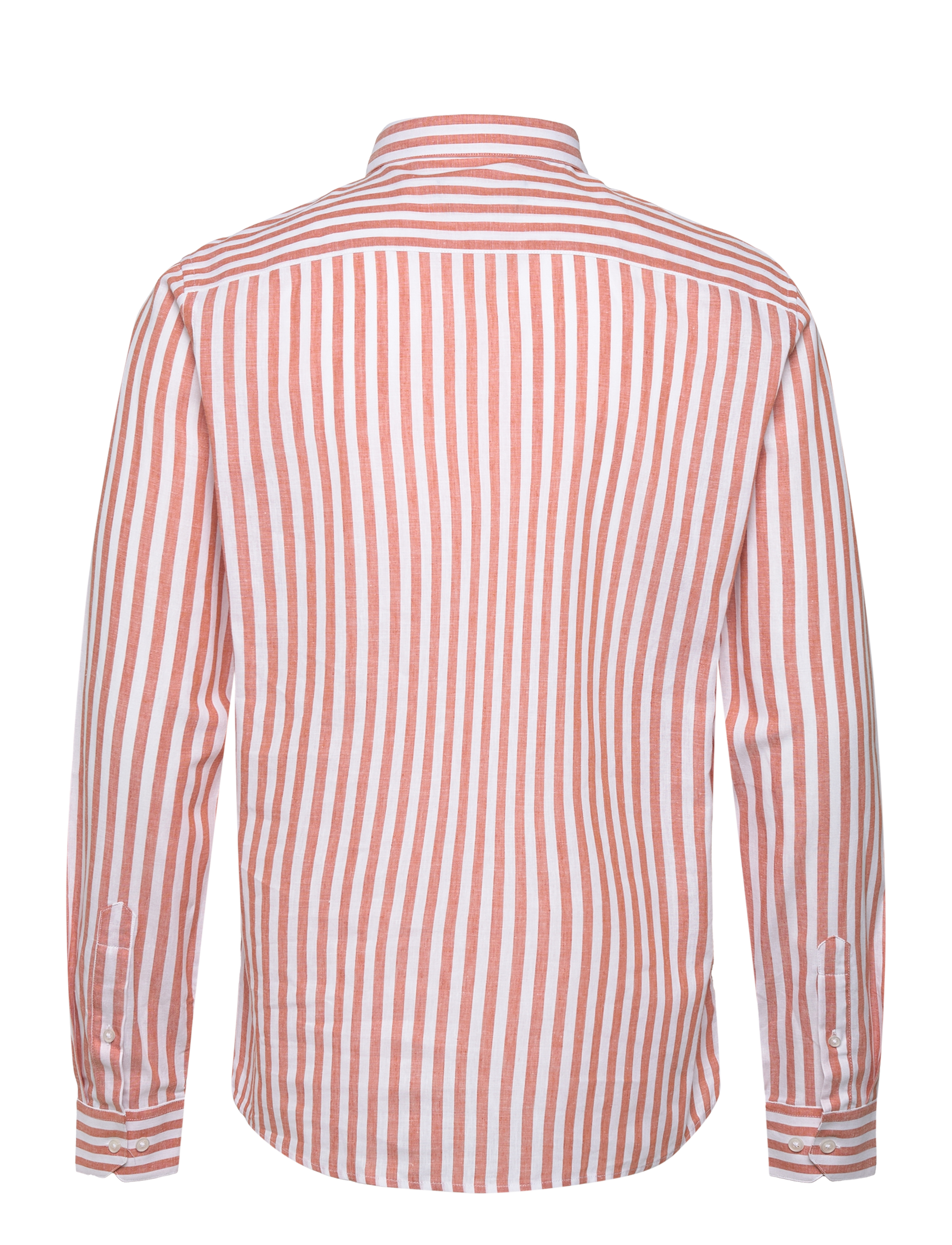 Clean Cut Copenhagen - Jamie cotton/Linen striped shirt - hørskjorter - orange/ecru - 2