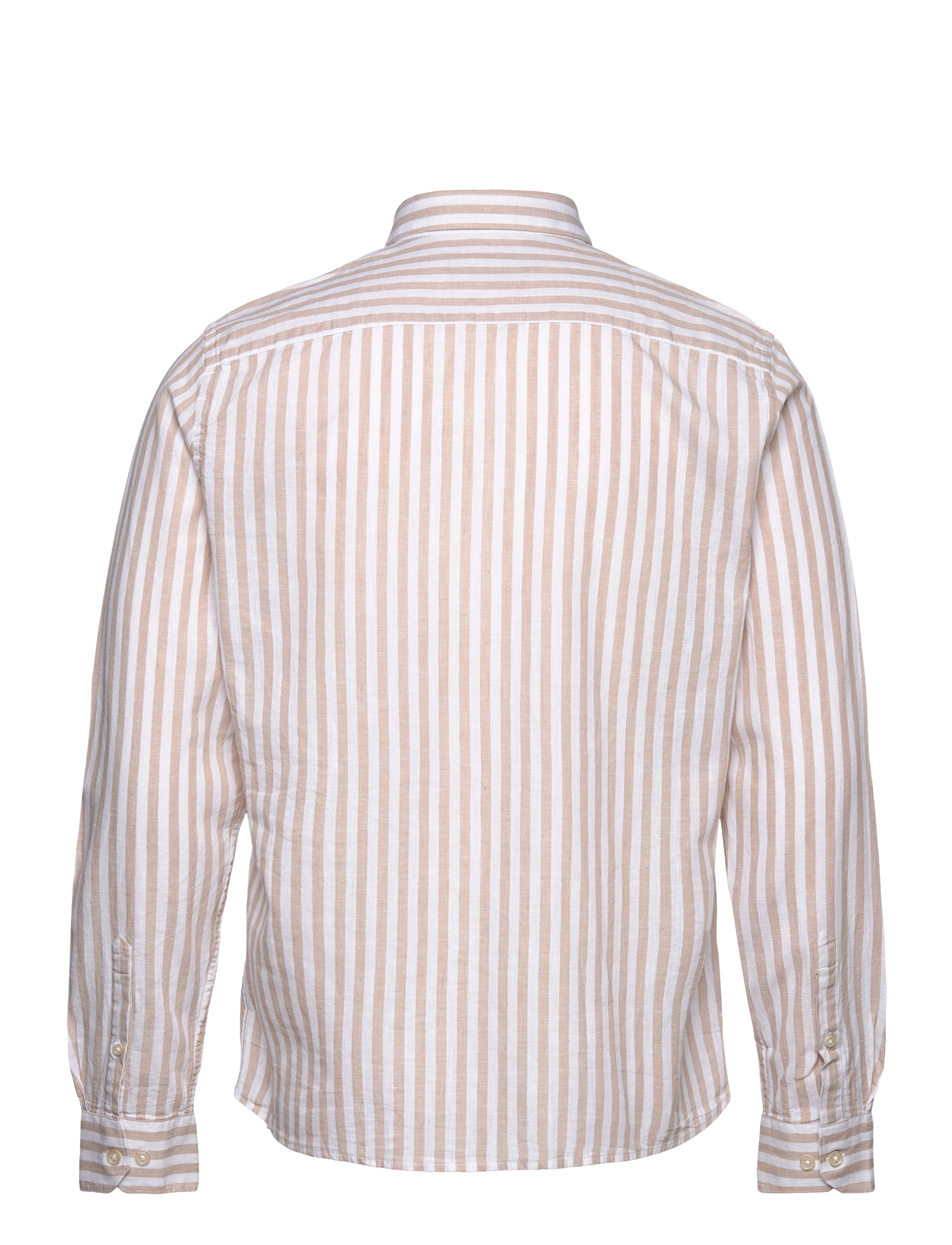 Clean Cut Copenhagen - Jamie cotton/Linen striped shirt - hørskjorter - sand melange / ecru - 2
