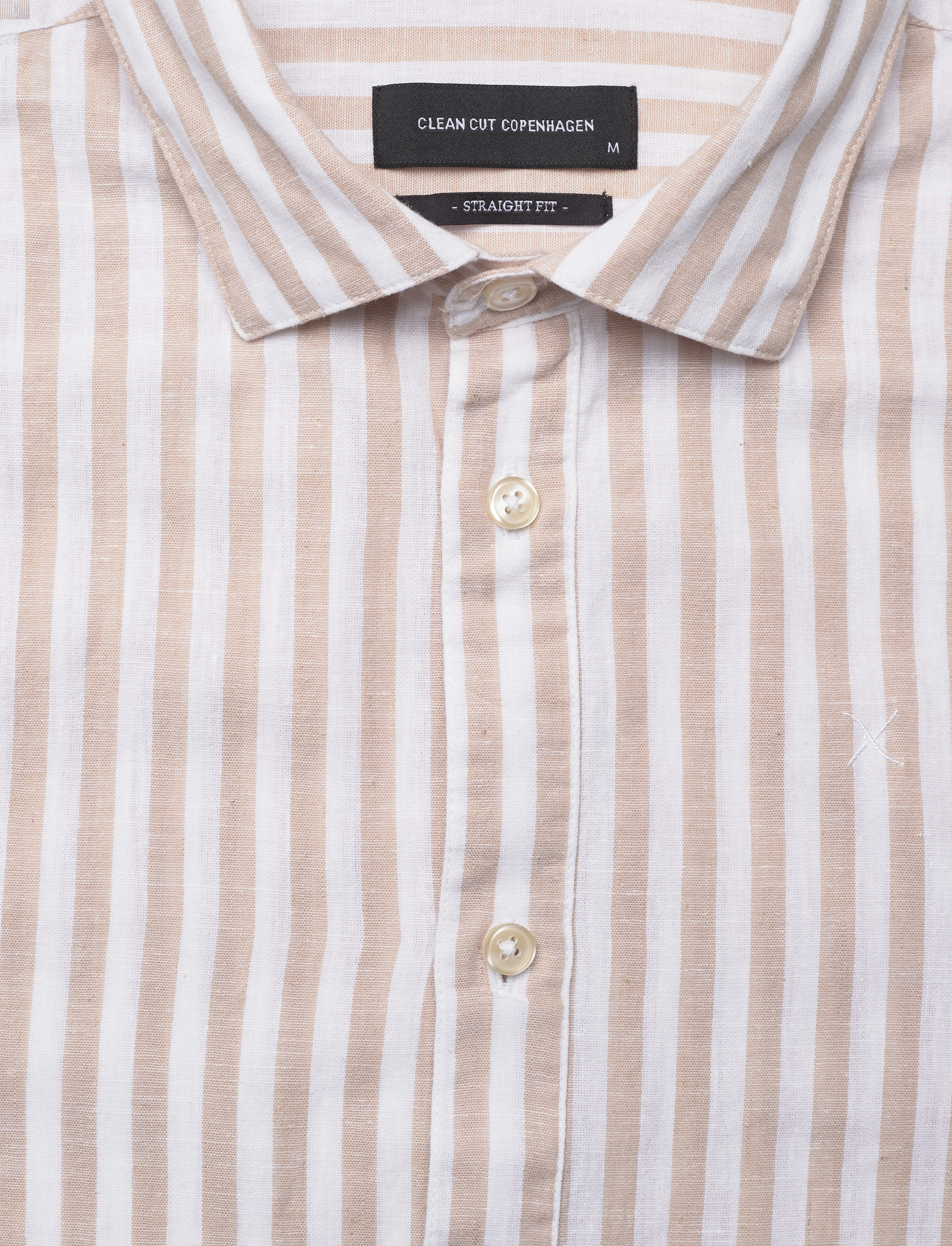 Clean Cut Copenhagen - Jamie cotton/Linen striped shirt - hørskjorter - sand melange / ecru - 3