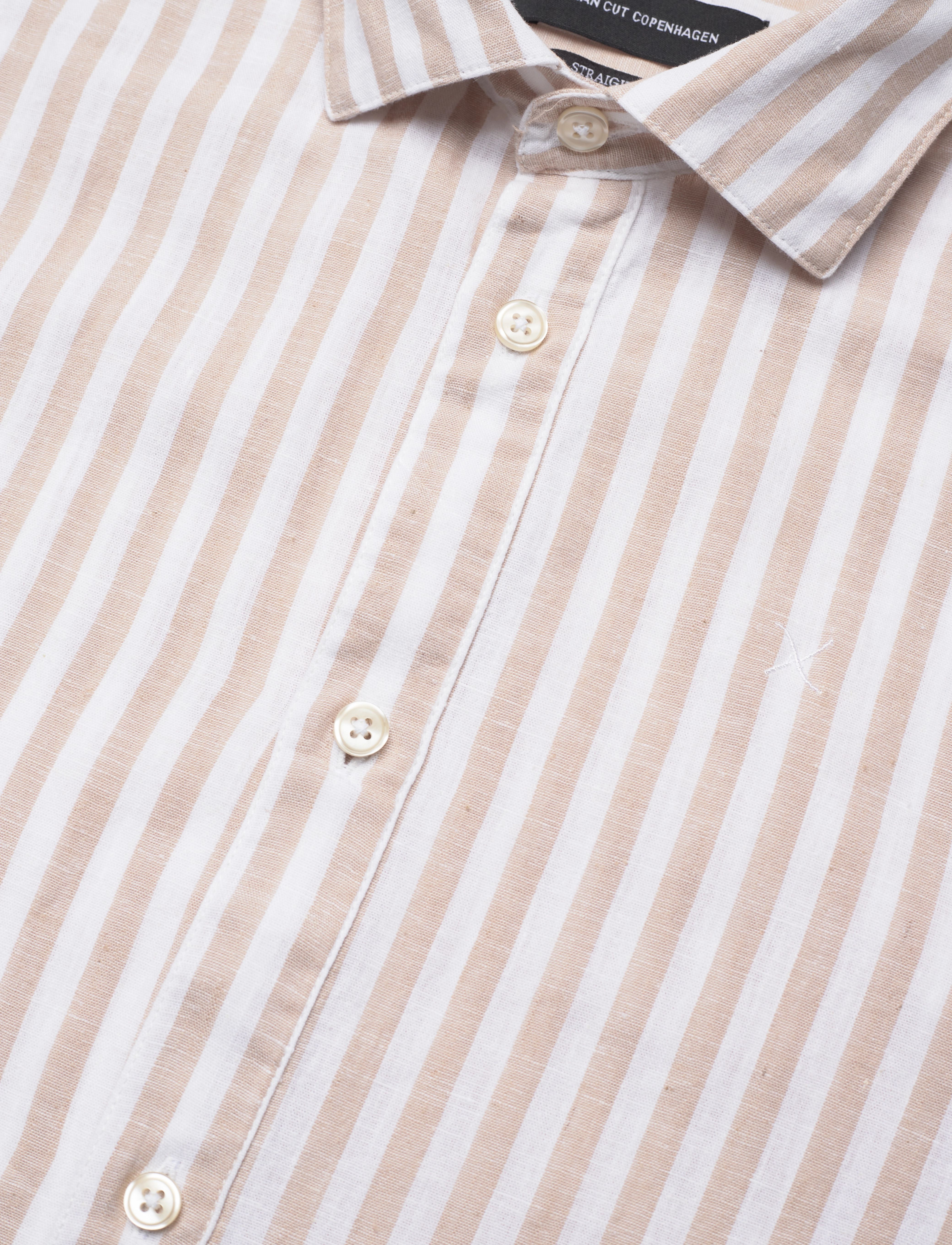 Clean Cut Copenhagen - Jamie cotton/Linen striped shirt - hørskjorter - sand melange / ecru - 4