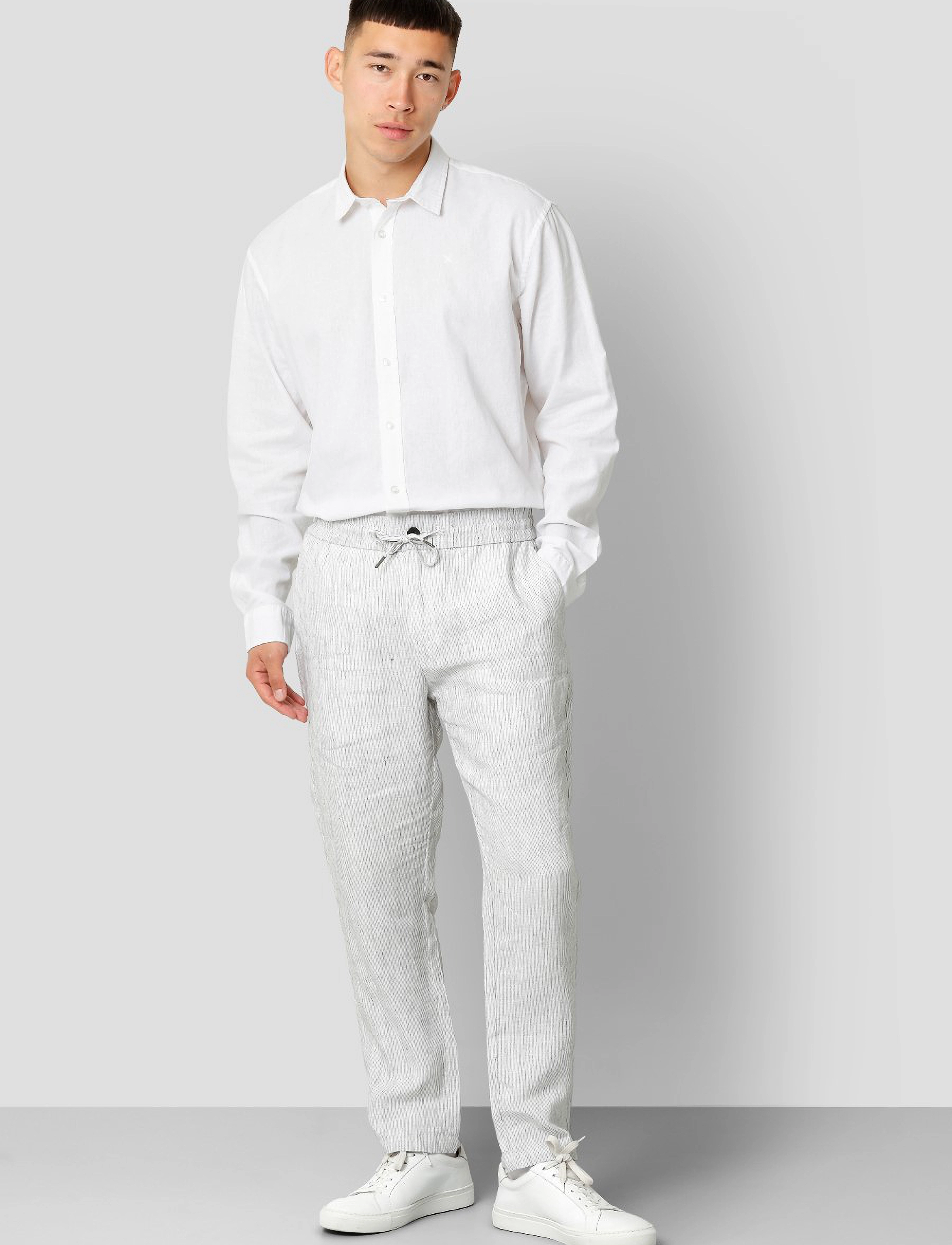 Clean Cut Copenhagen - Barcelona Andreas Cotton Linen Pant - ecru / navy - 2