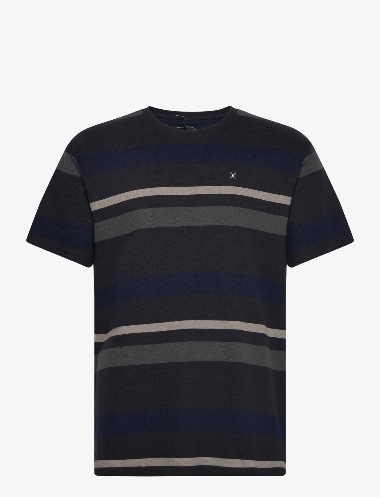 Clean Cut Copenhagen - Calton Striped Tee - short-sleeved t-shirts - dark navy stripe - 0
