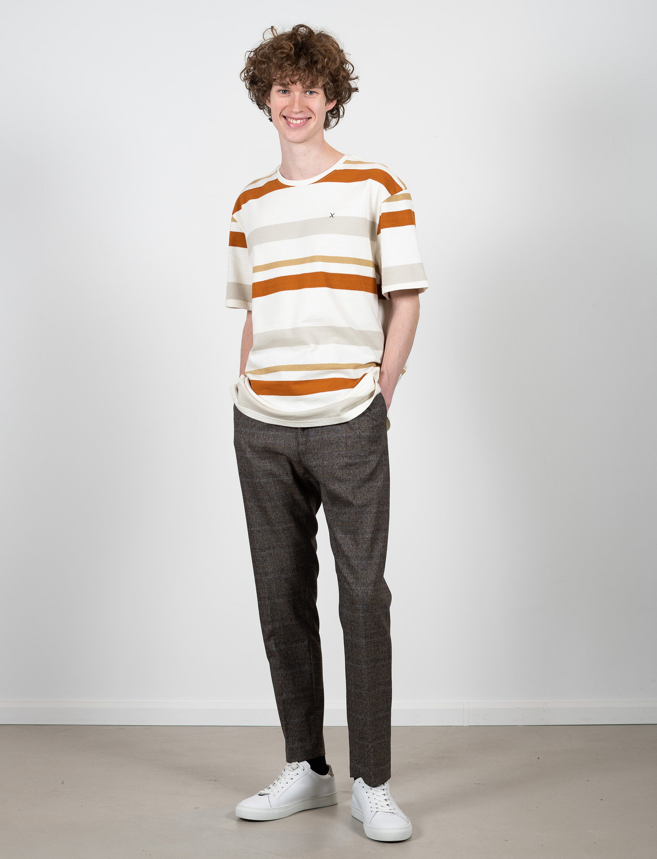 Clean Cut Copenhagen - Calton Striped Tee - short-sleeved t-shirts - ecru stripe - 1