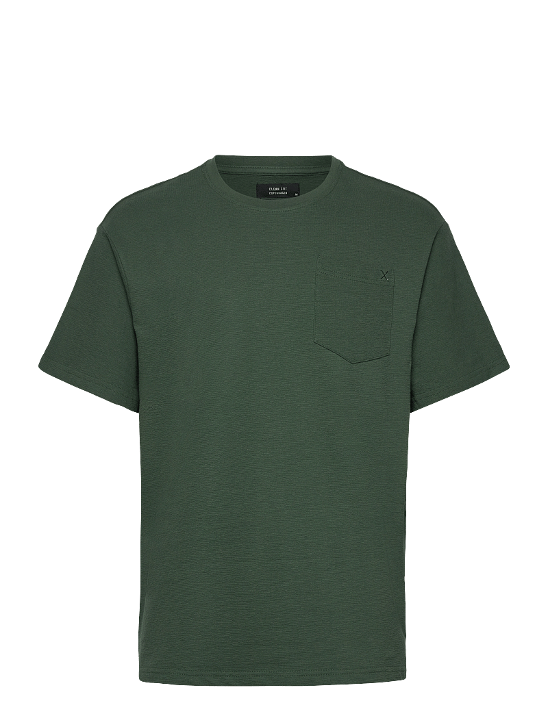 Clean Cut Copenhagen - Calton Structured Tee - short-sleeved t-shirts - dark green - 0