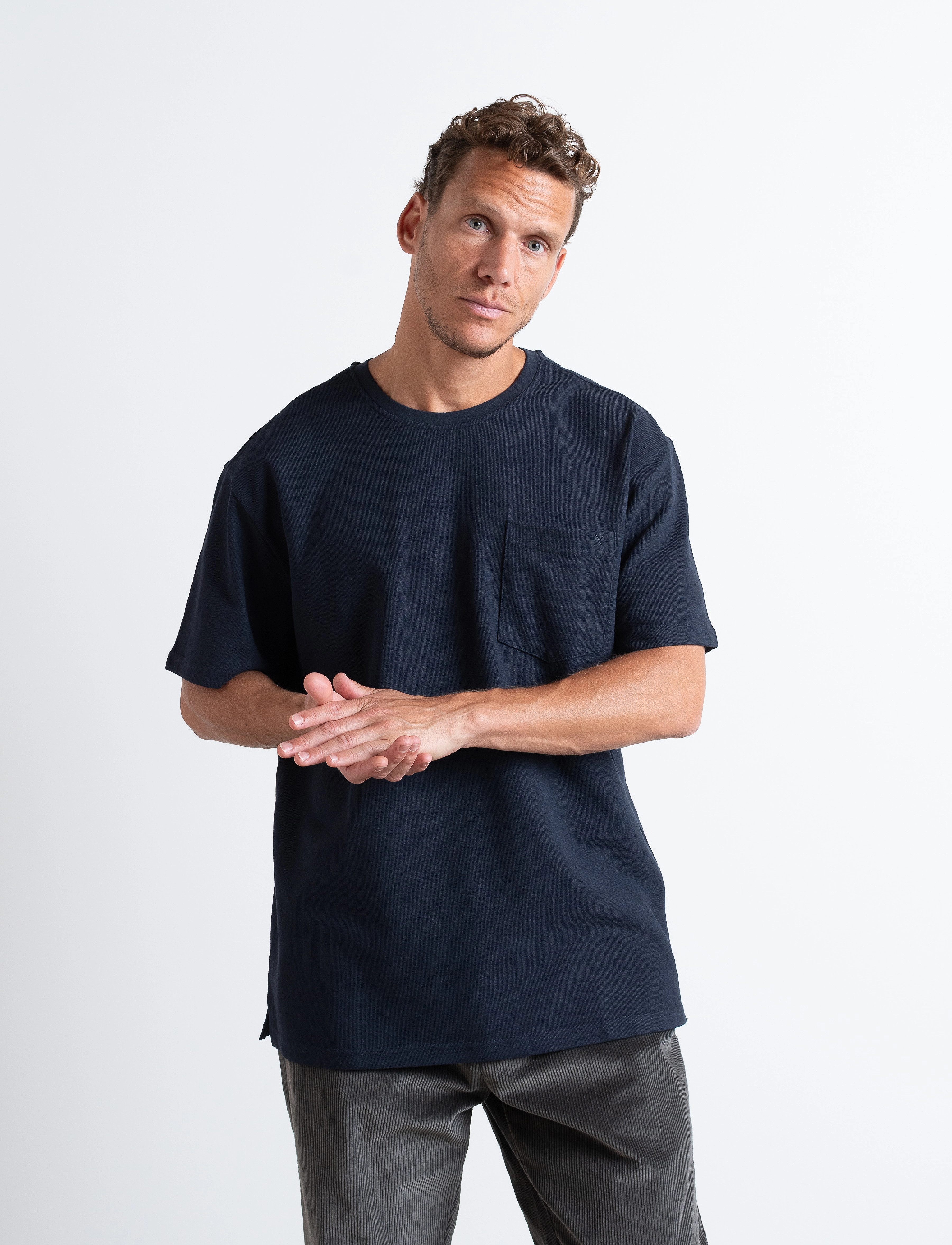 Clean Cut Copenhagen Calton Structured Tee, S, T-shirts, Marineblau - Short-sleeved, Männerswear