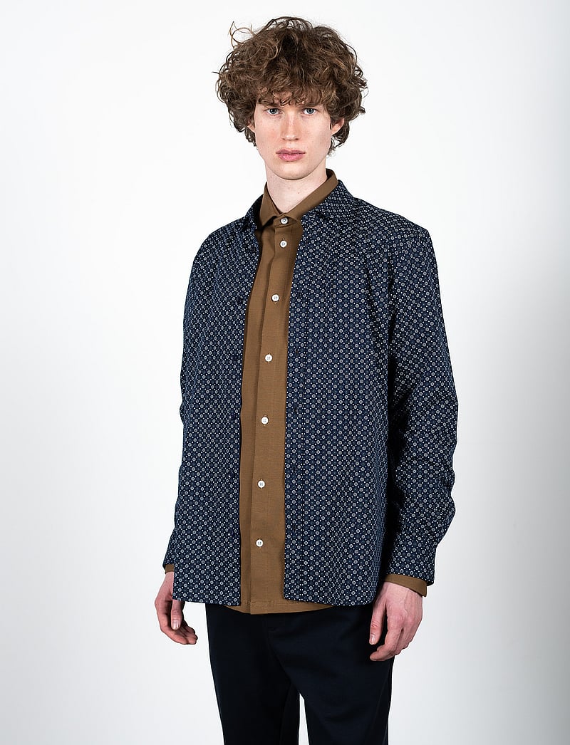 Clean Cut Copenhagen - Valencia Stretch AOP Shirt LS - mönstrade skjortor - light blue - 0