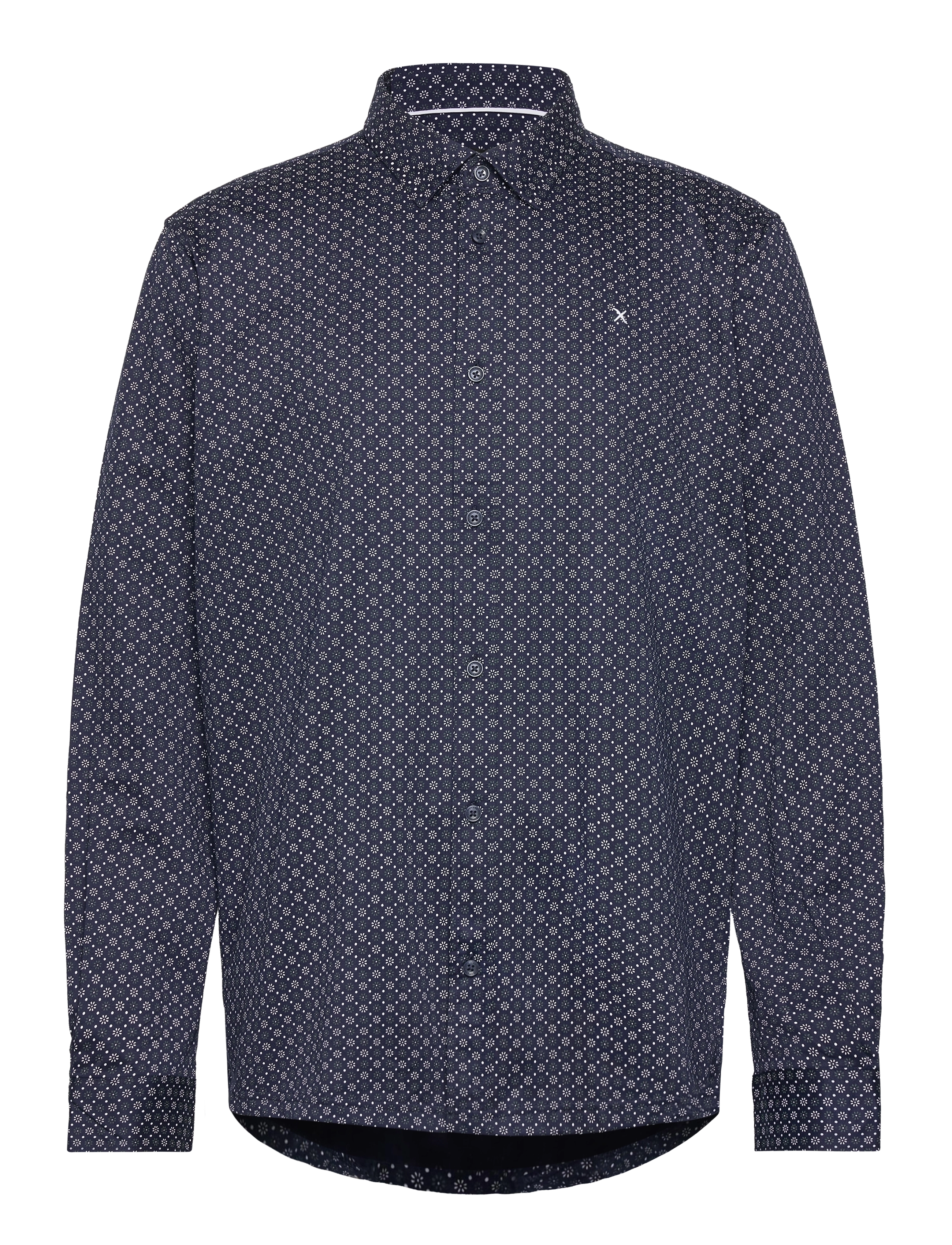 Clean Cut Copenhagen Valencia Stretch AOP Shirt LS - Clean Cut Copenhagen - NAVY / blue