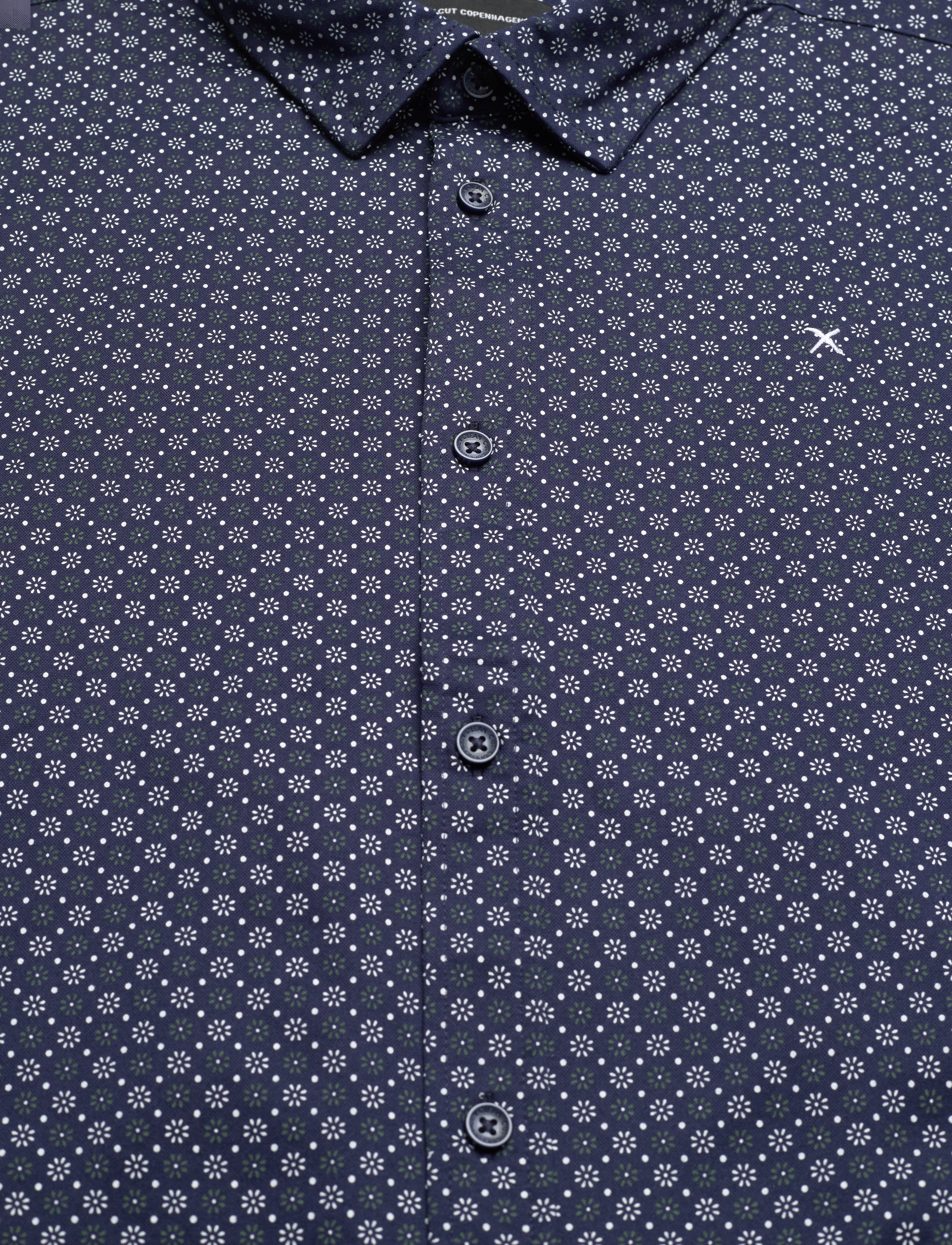 Clean Cut Copenhagen - Valencia Stretch AOP Shirt LS - mænd - navy - 3