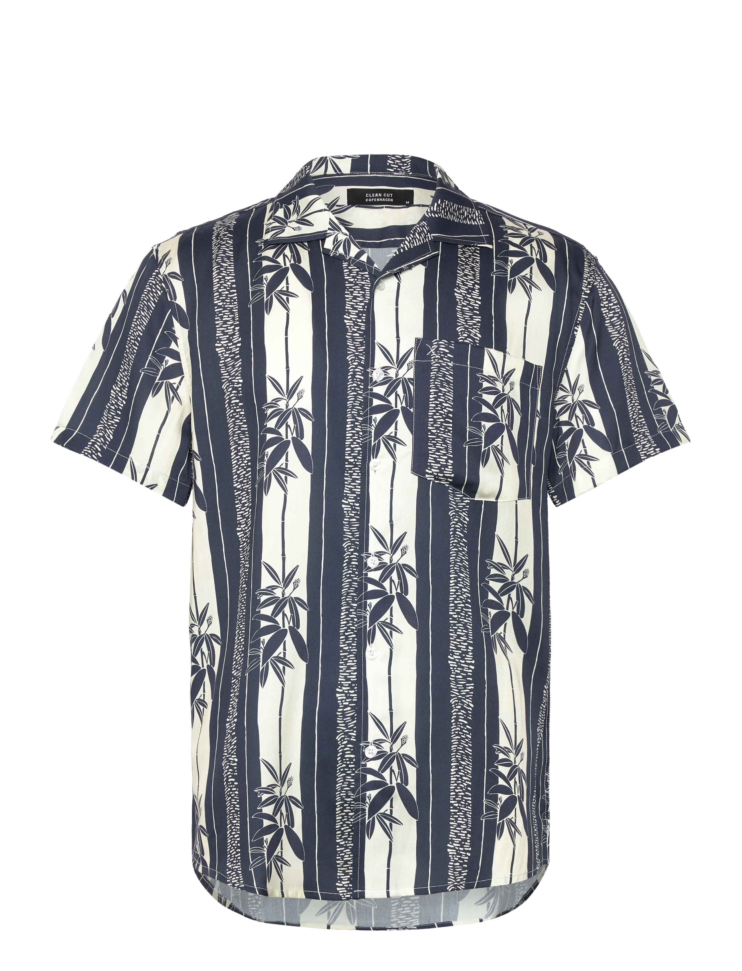 Clean Cut Copenhagen - Bowling Finn Shirt S/S - dark navy/ecru - 1