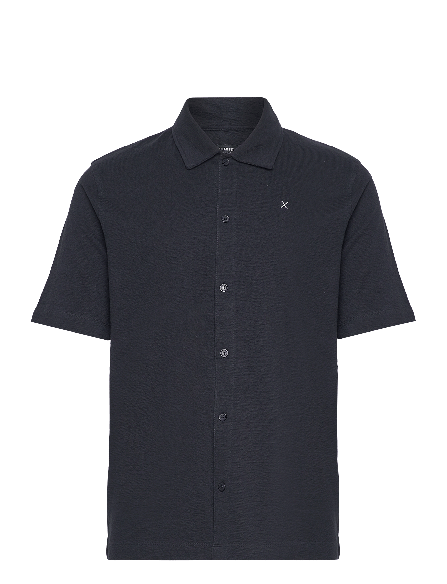 Clean Cut Copenhagen - Calton Structured Shirt S/S - kurzarmhemden - dark navy - 1