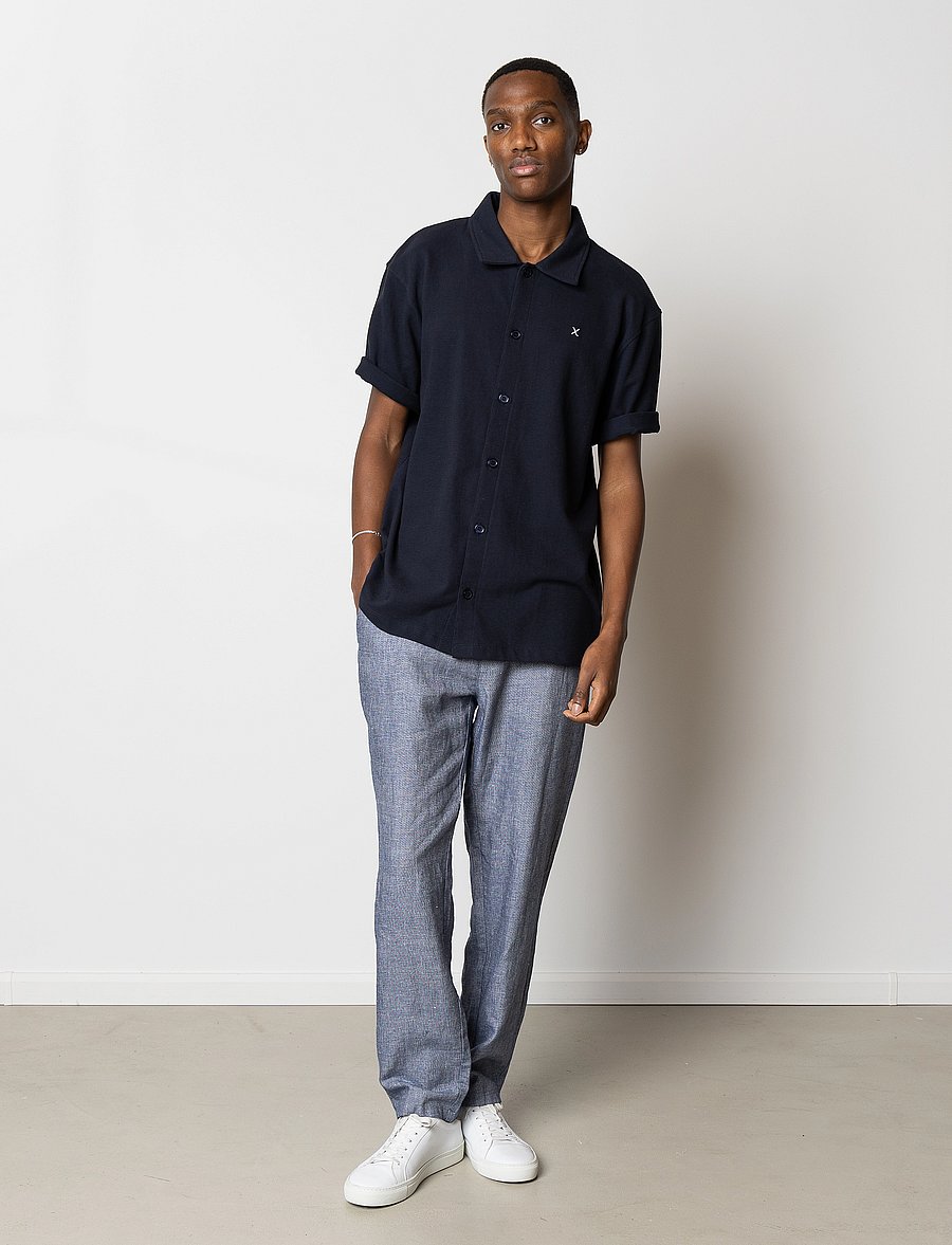 Clean Cut Copenhagen - Calton Structured Shirt S/S - kurzarmhemden - dark navy - 4