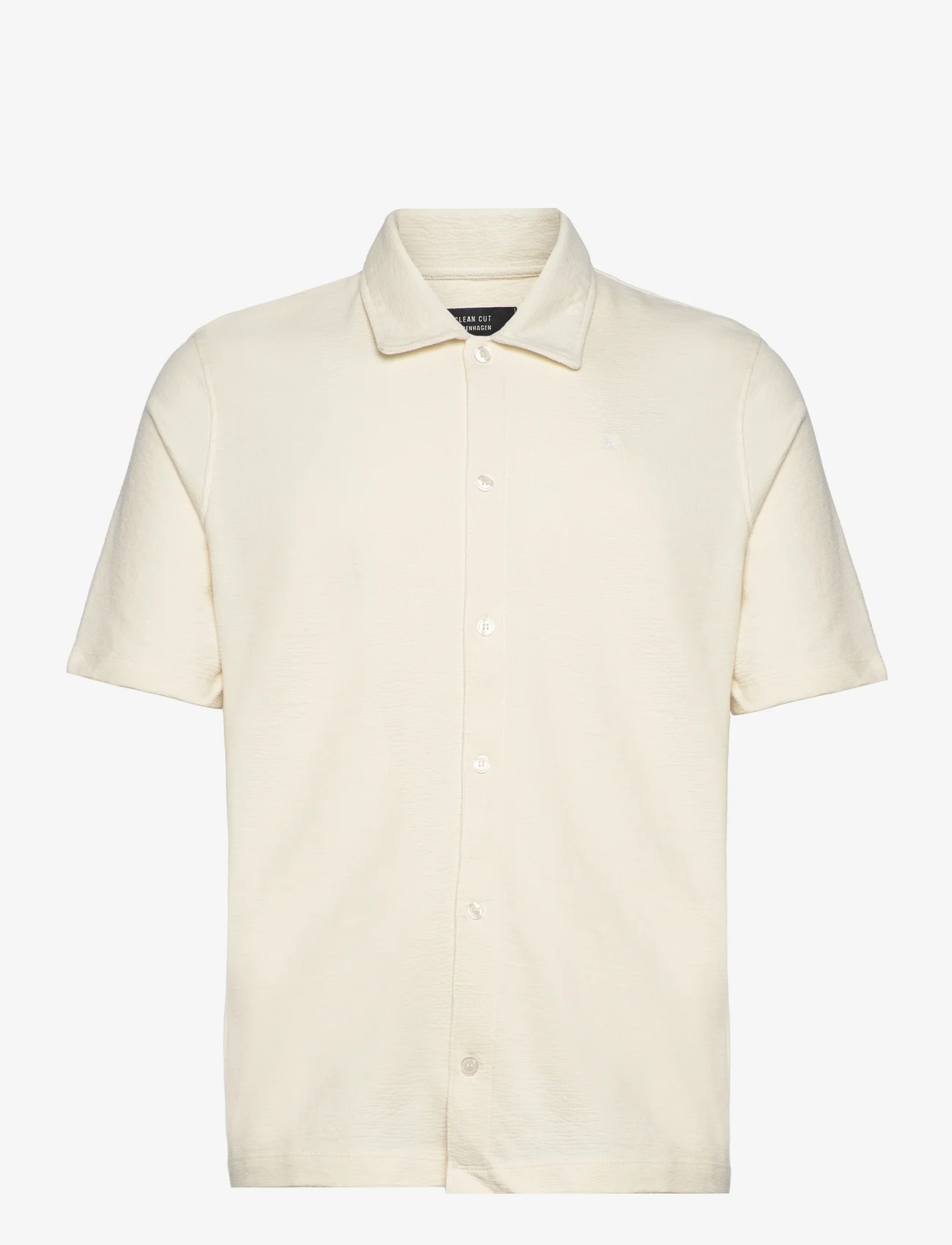 Clean Cut Copenhagen - Calton Structured Shirt S/S - short-sleeved polos - ecru - 0