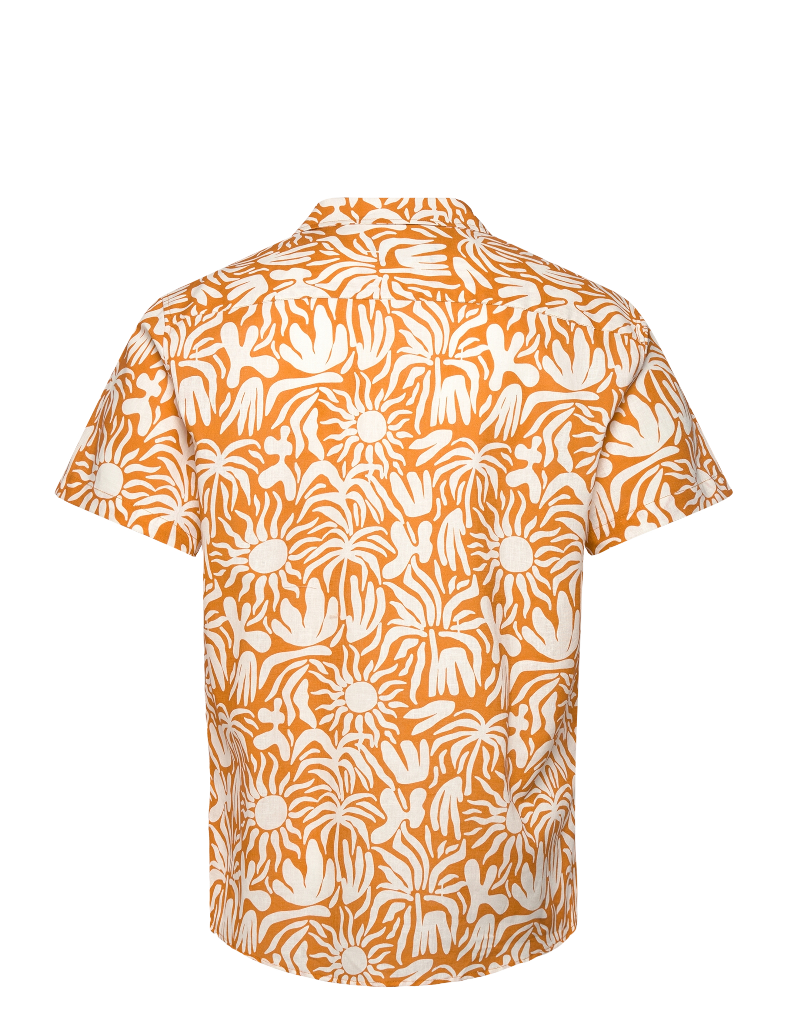 Clean Cut Copenhagen - Bowling Noam Cotton Linen Shirt S/S - orange/ecru - 2