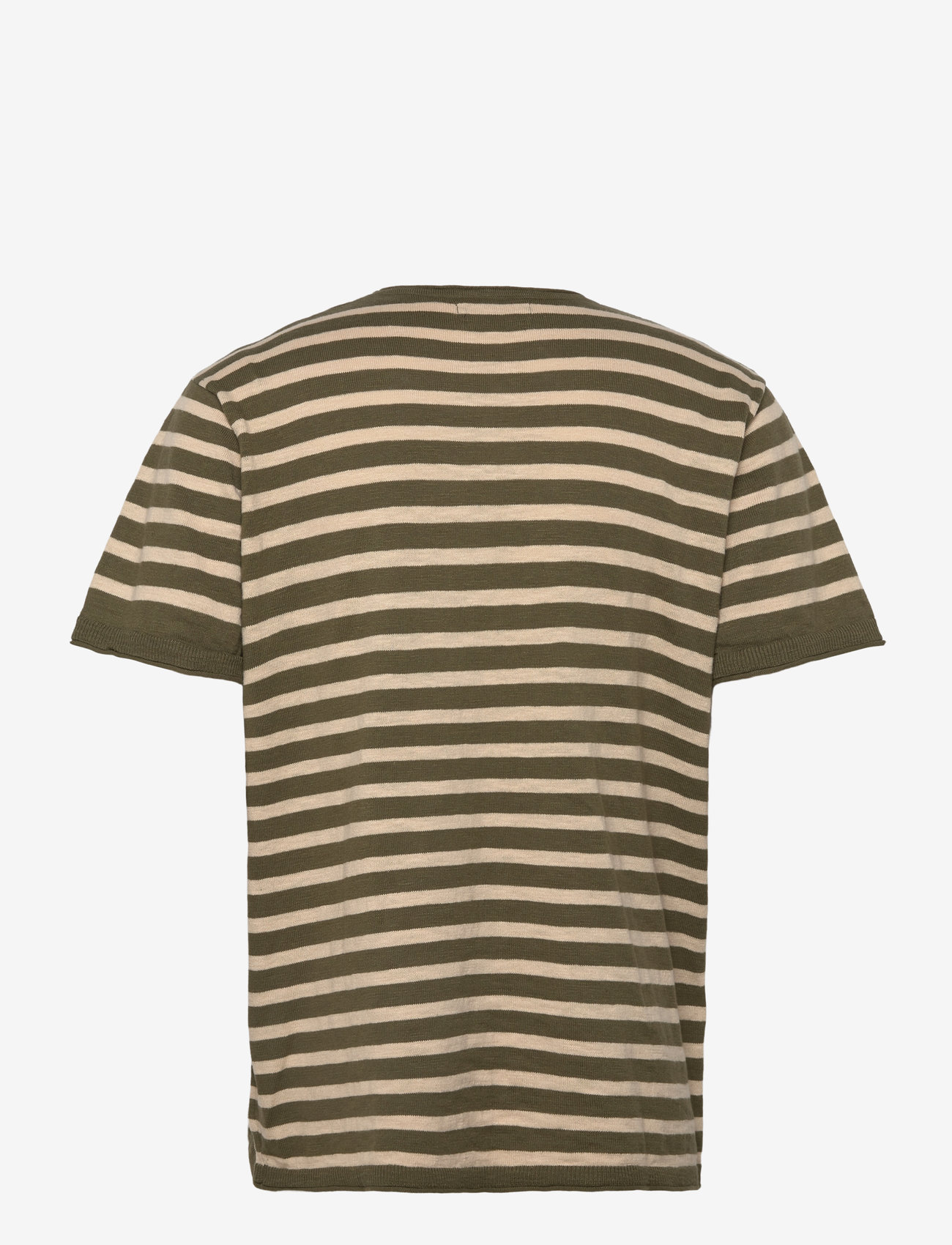 Clean Cut Copenhagen - Thomas knitted striped t-shirt - kurzärmelig - army/ecru striped - 2