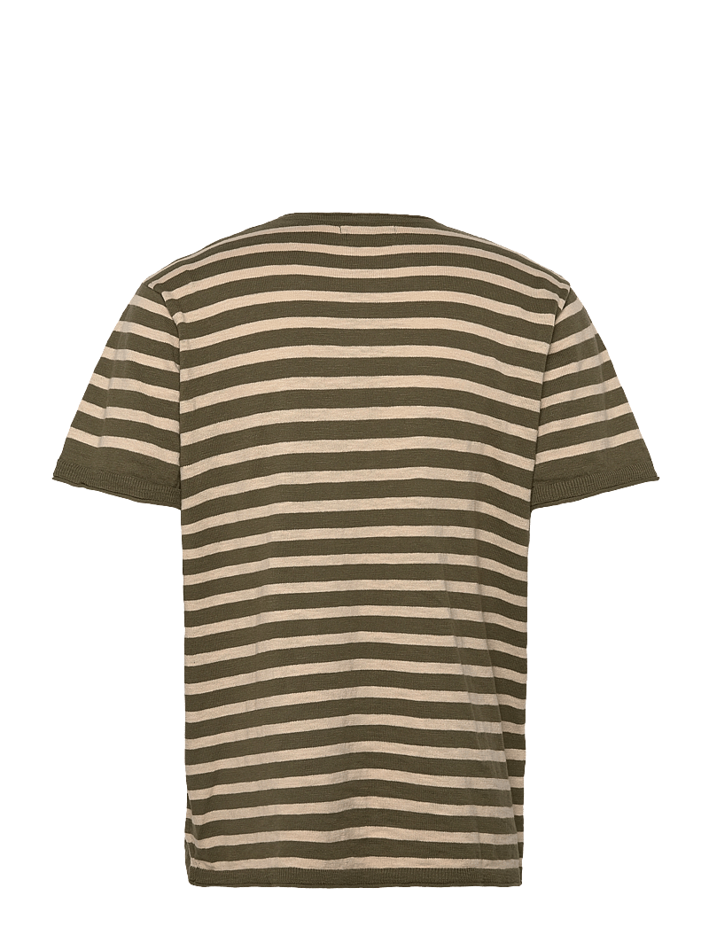 Clean Cut Copenhagen - Thomas knitted striped t-shirt - kurzärmelig - army/ecru striped - 2