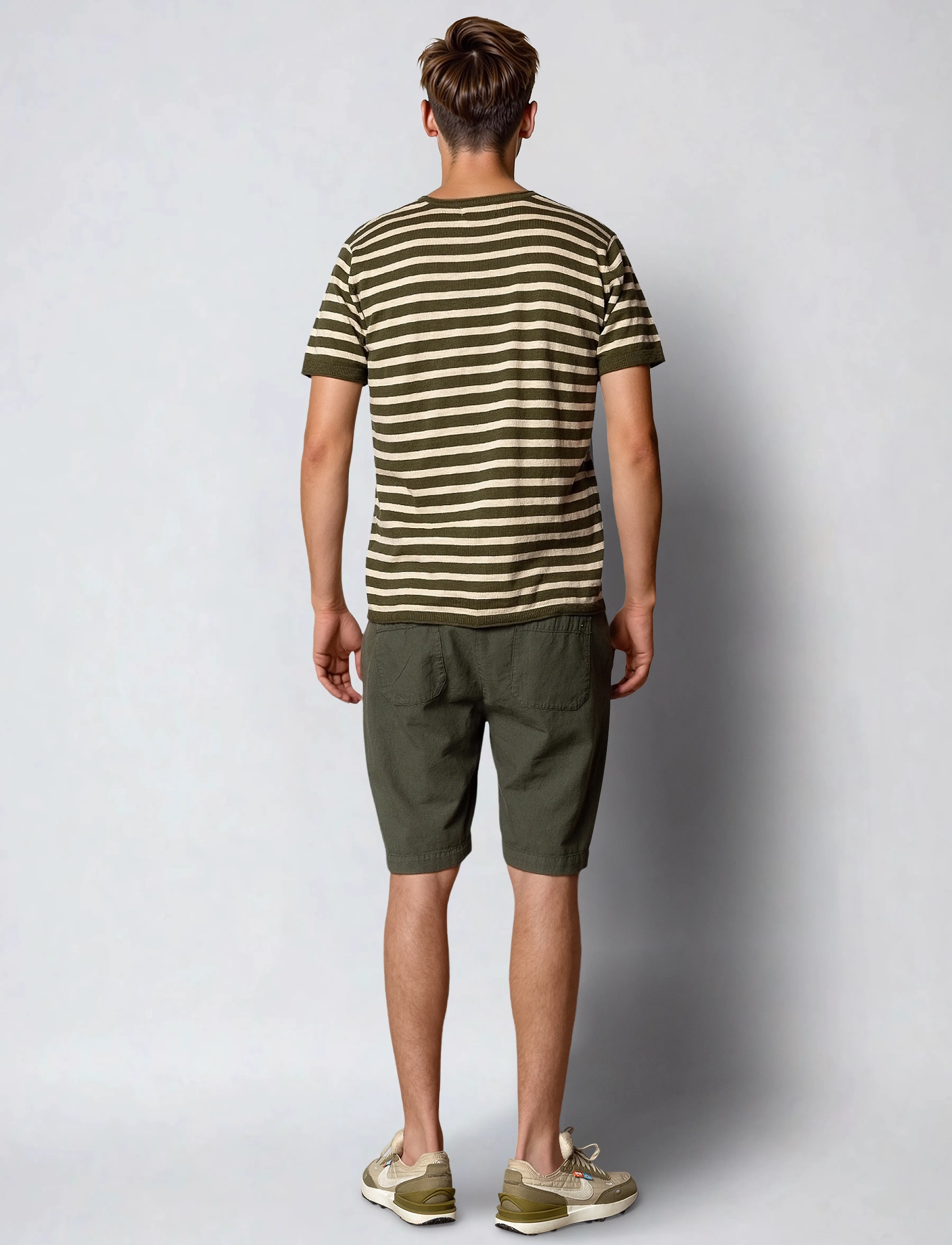 Clean Cut Copenhagen - Thomas knitted striped t-shirt - army/ecru striped - 5