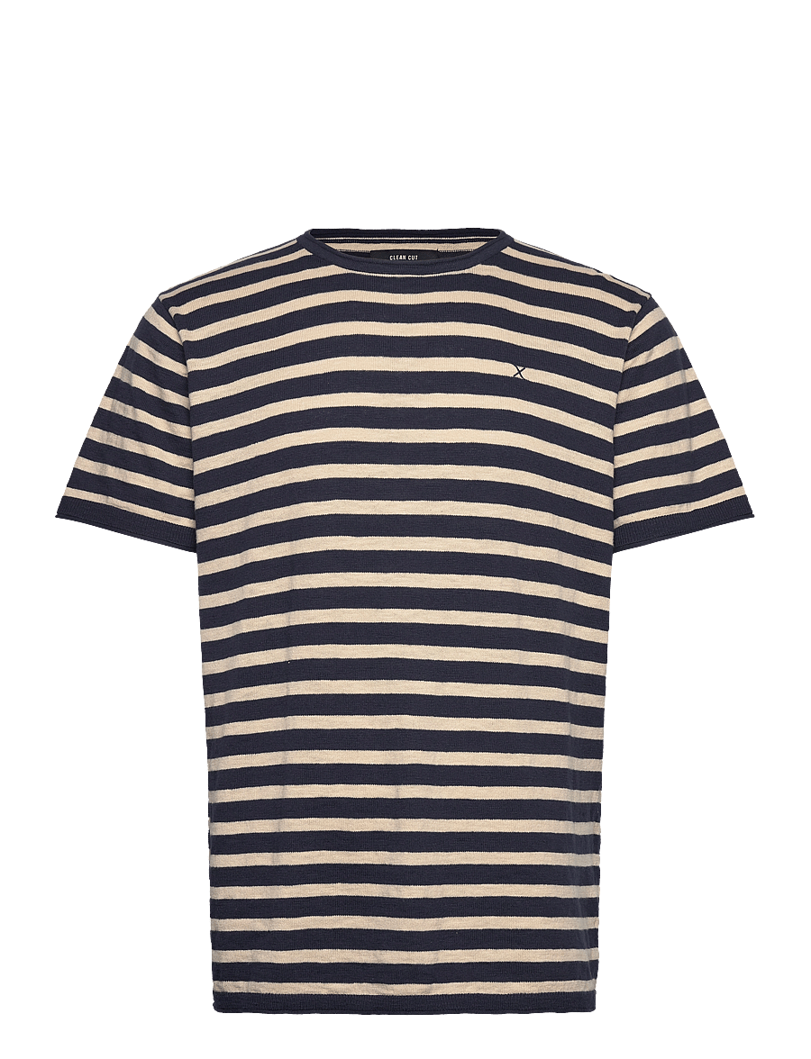 Clean Cut Copenhagen - Thomas knitted striped t-shirt - navy/ecru striped - 1