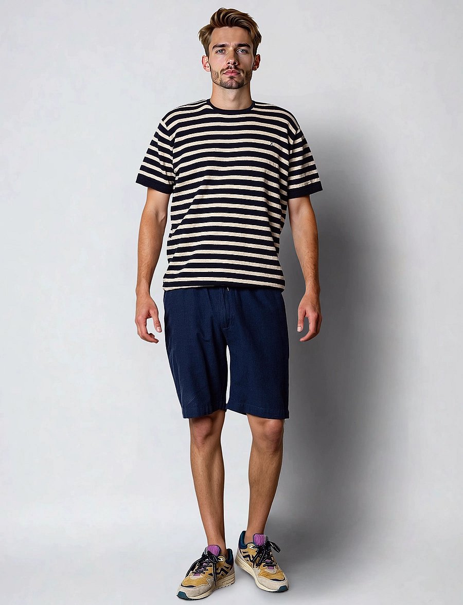 Clean Cut Copenhagen - Thomas knitted striped t-shirt - navy/ecru striped - 4