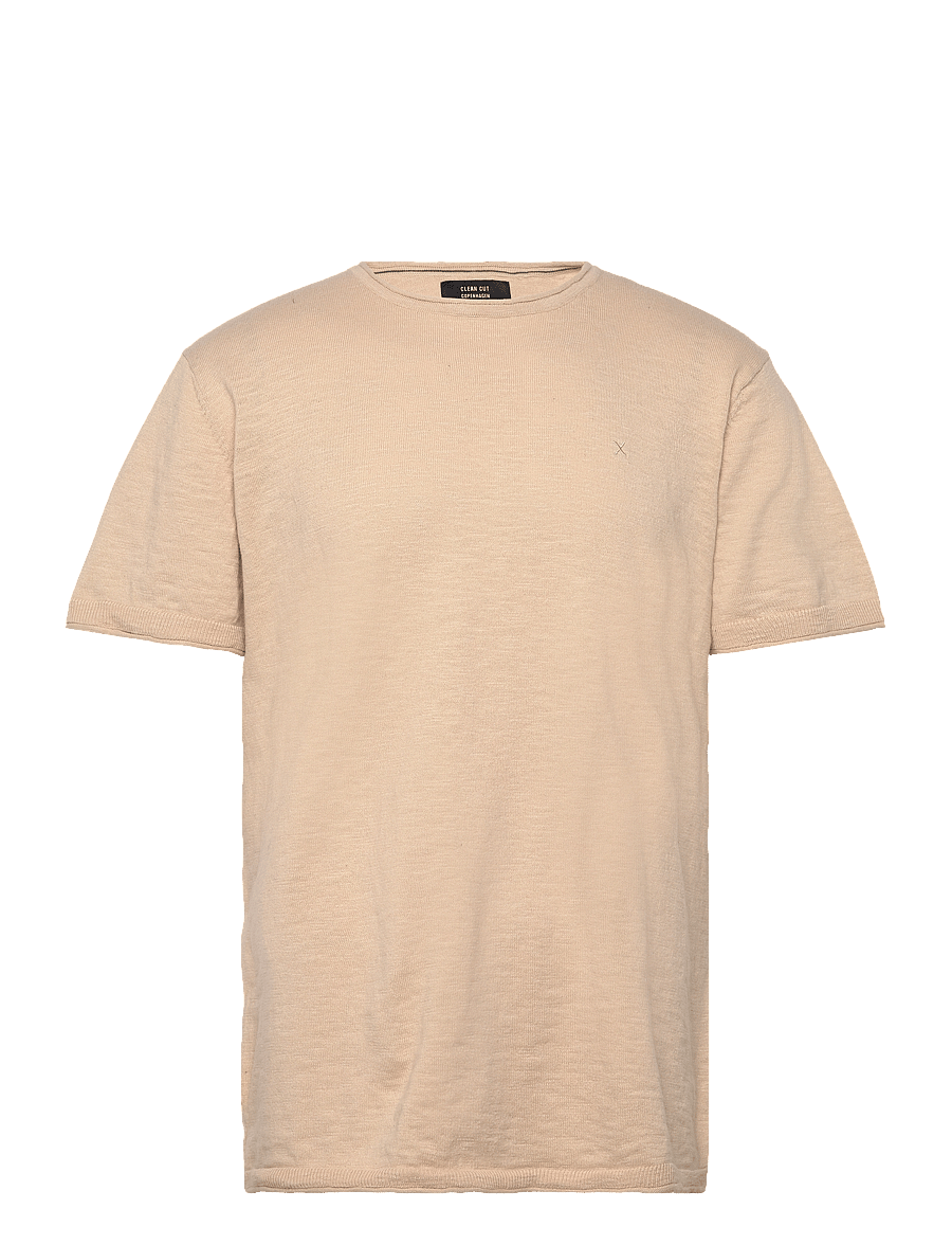 Clean Cut Copenhagen - Thomas knitted t-shirt - kortärmade t-shirts - ecru - 1